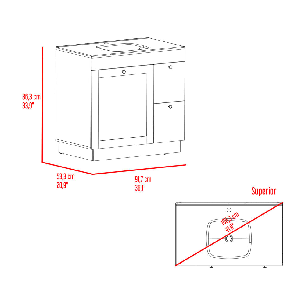 Muebles Para Lavamanos 36 Baluarte 86X91X53 Blanco Zf