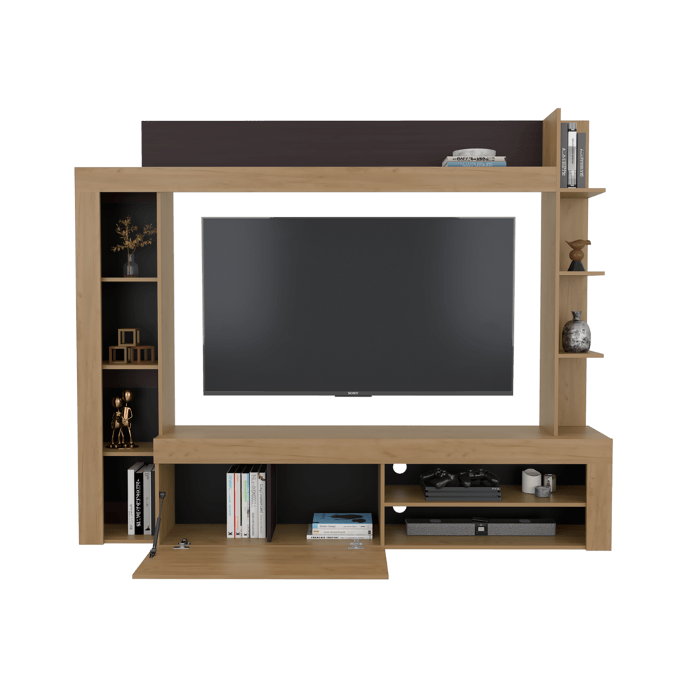 Centro De Entretenimiento Cecil 70" 178X215X35 Rta Fresno Wengue Zf