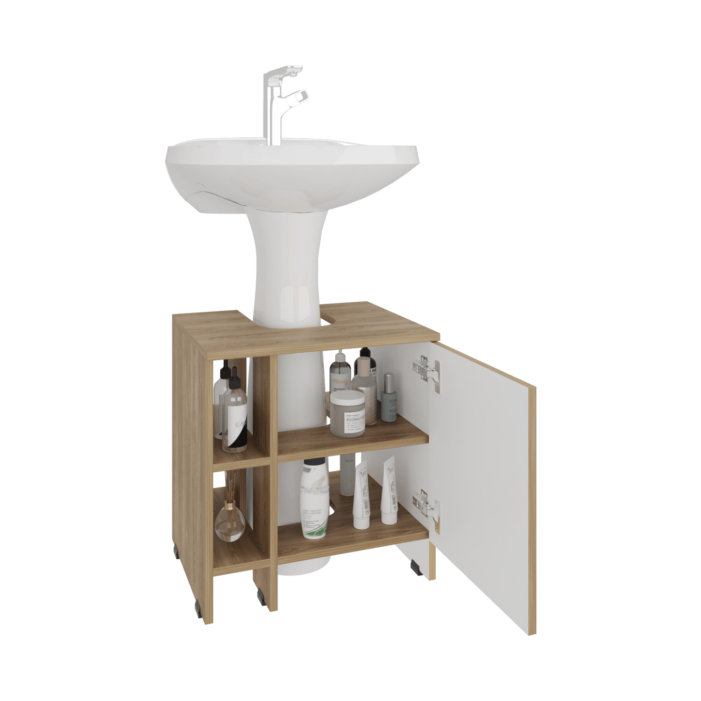 Mueble Basic Para Lavamanos 50,5X47X37,4 Rta Fresno Europeo/Blanco Mqz