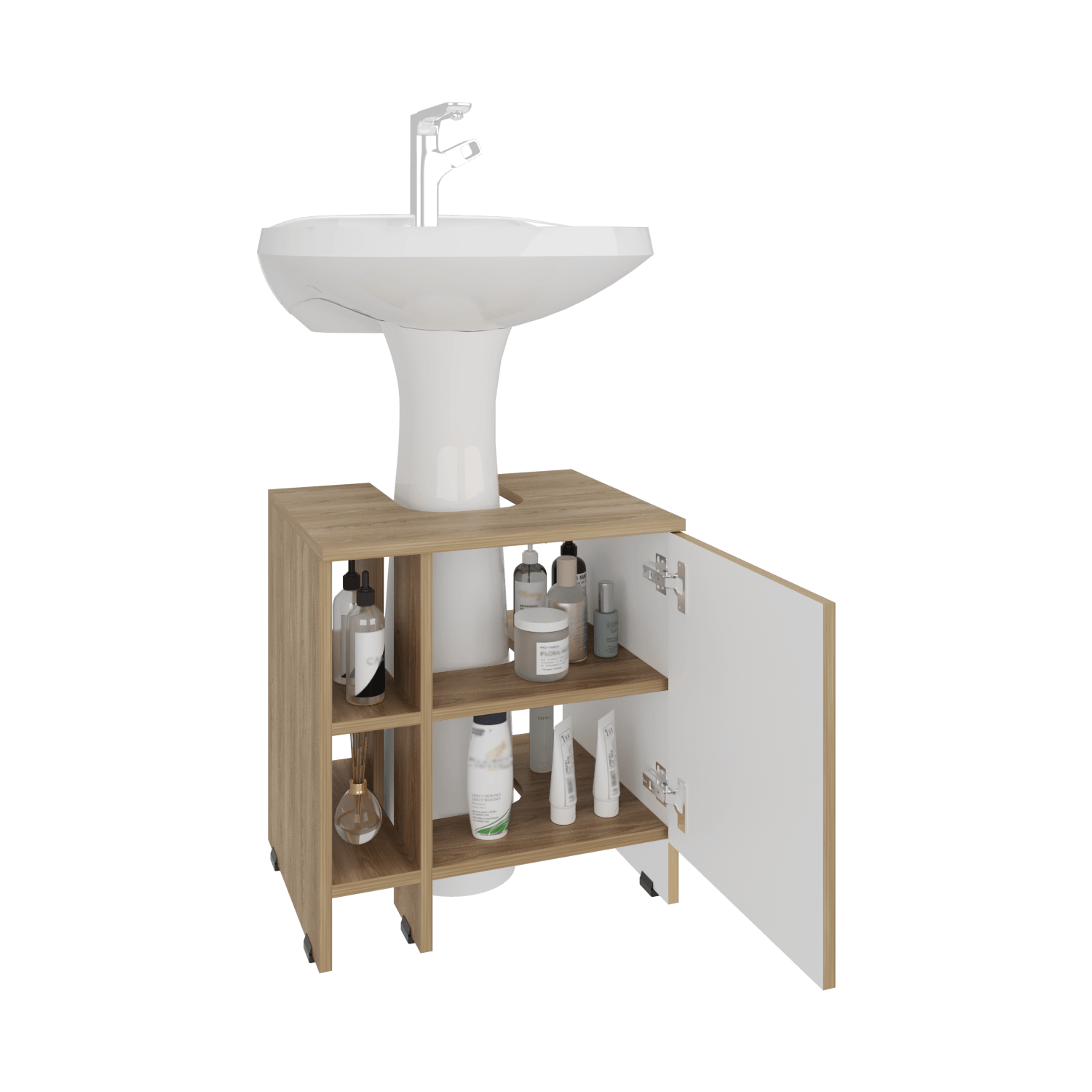 Mueble Basic Para Lavamanos 50,5X47X37,4 Rta Fresno Europeo/Blanco Mqz