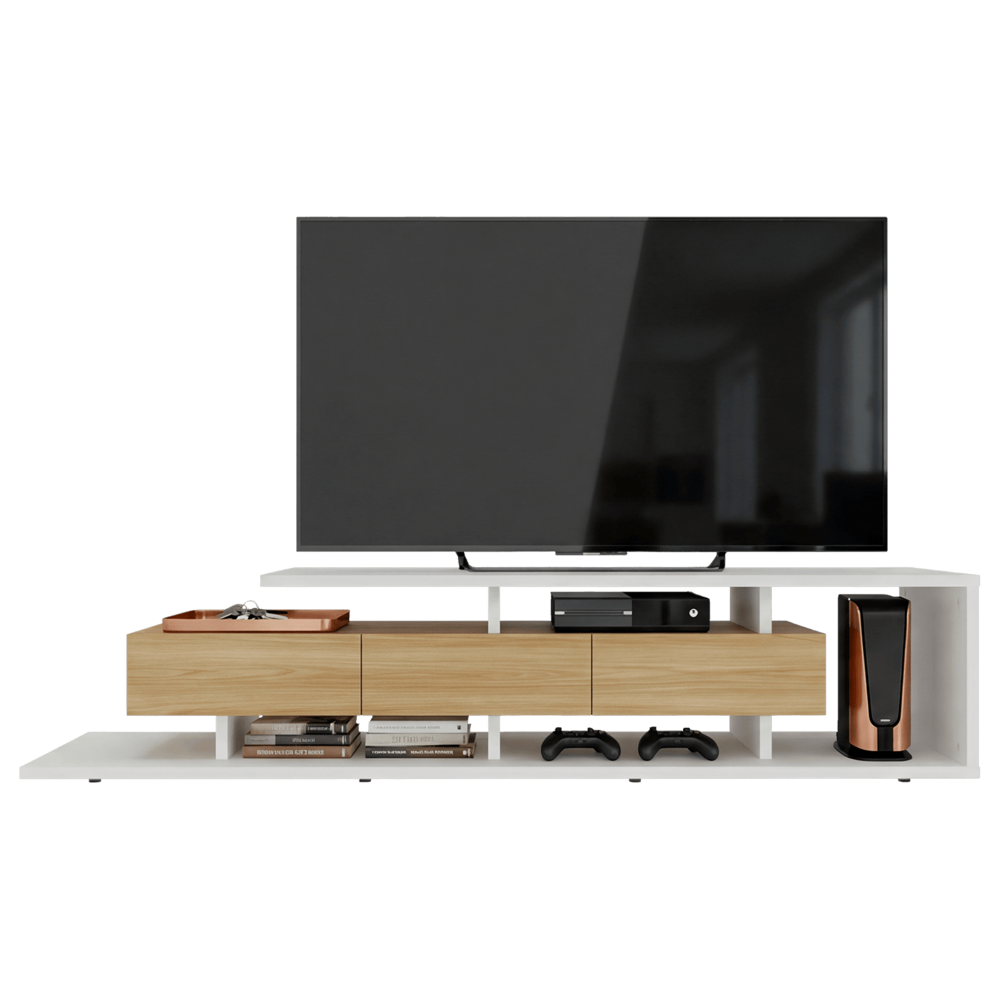 Rack De Tv Quito 44X200X50 Rta Blanco Mqz Fresno