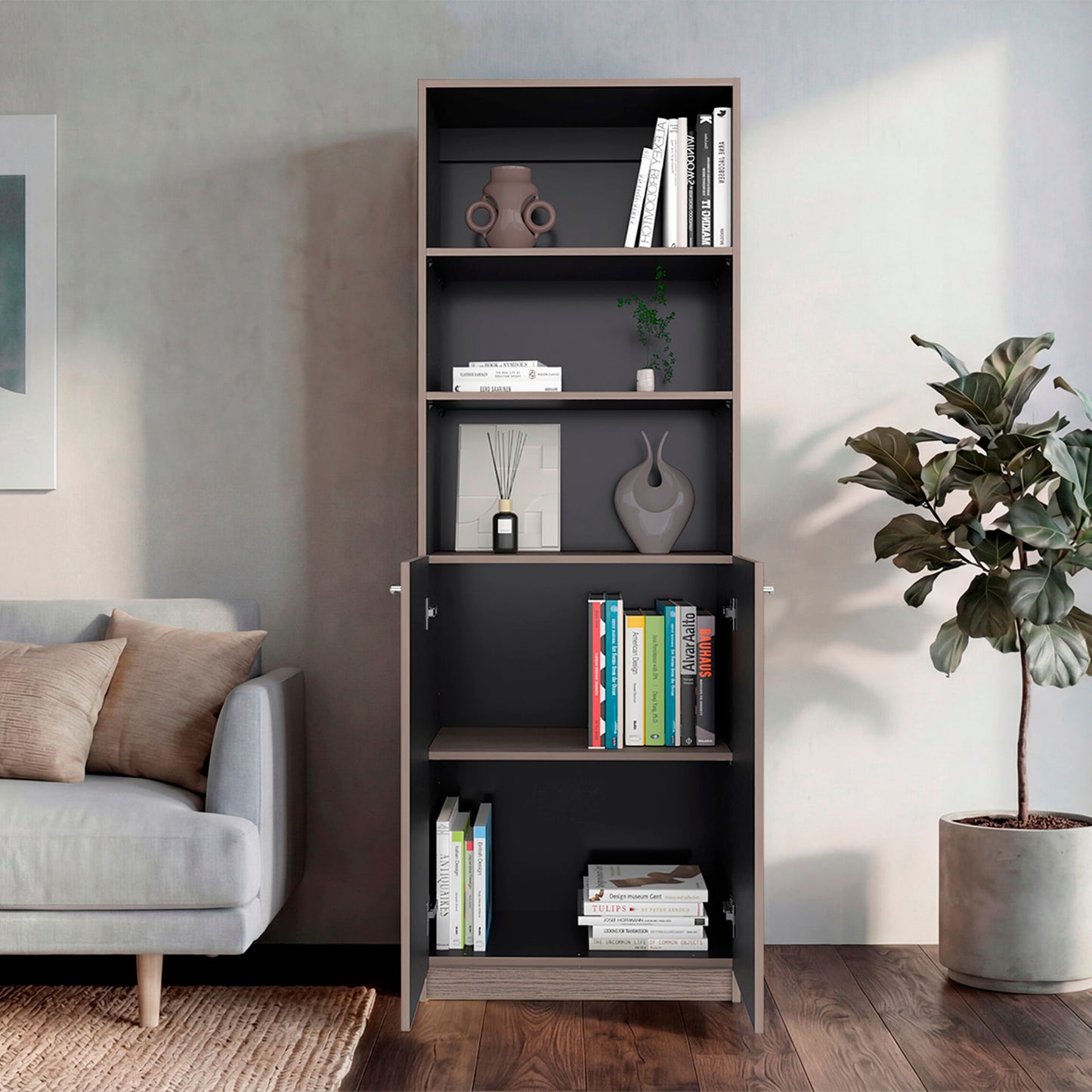 Estante Home E-M4 180X62X31 Rta Positano Wengue Zf