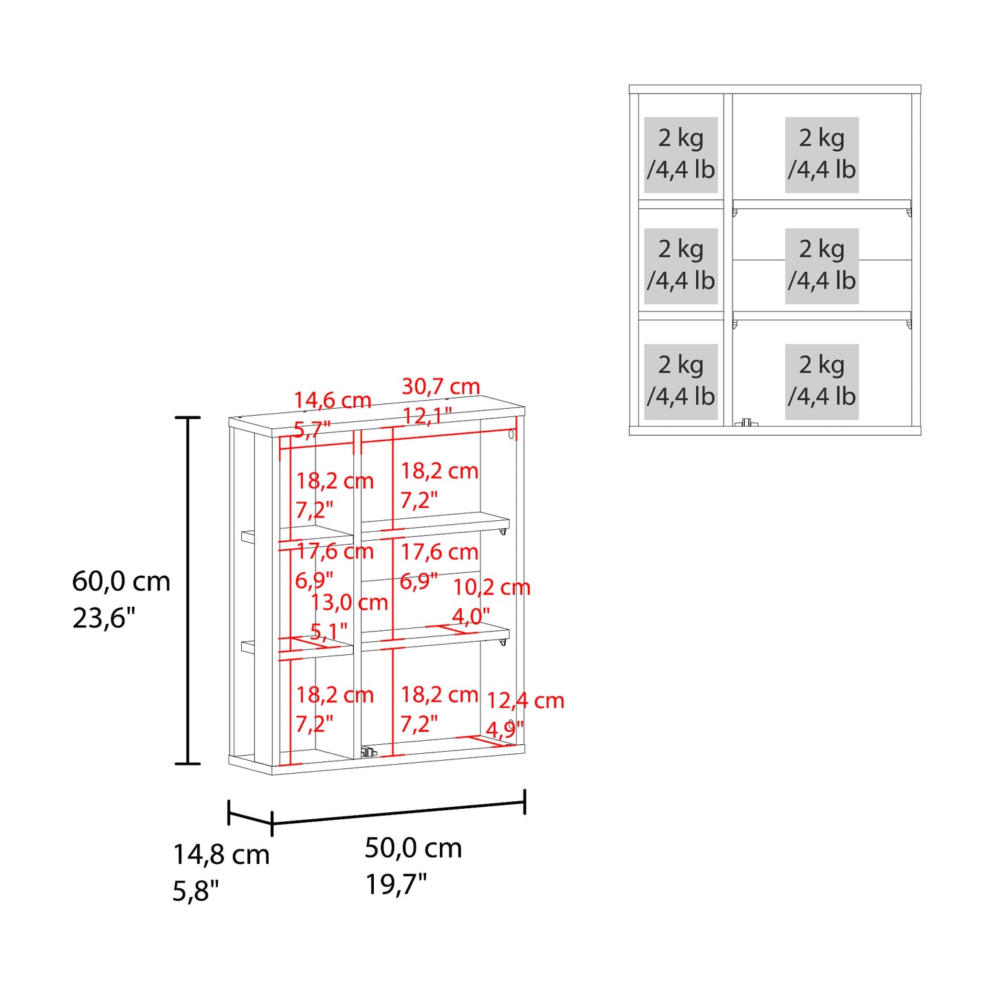 Gabinete De Baño Berkel 60X50X14 Rta Fresno Eu Zf