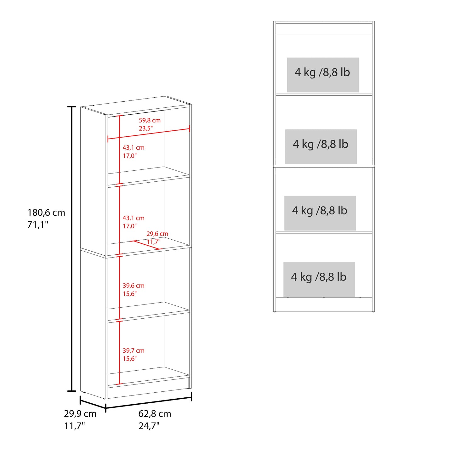 Estante Home E-M1 180X62X29 Rta Positano Wengue Zf