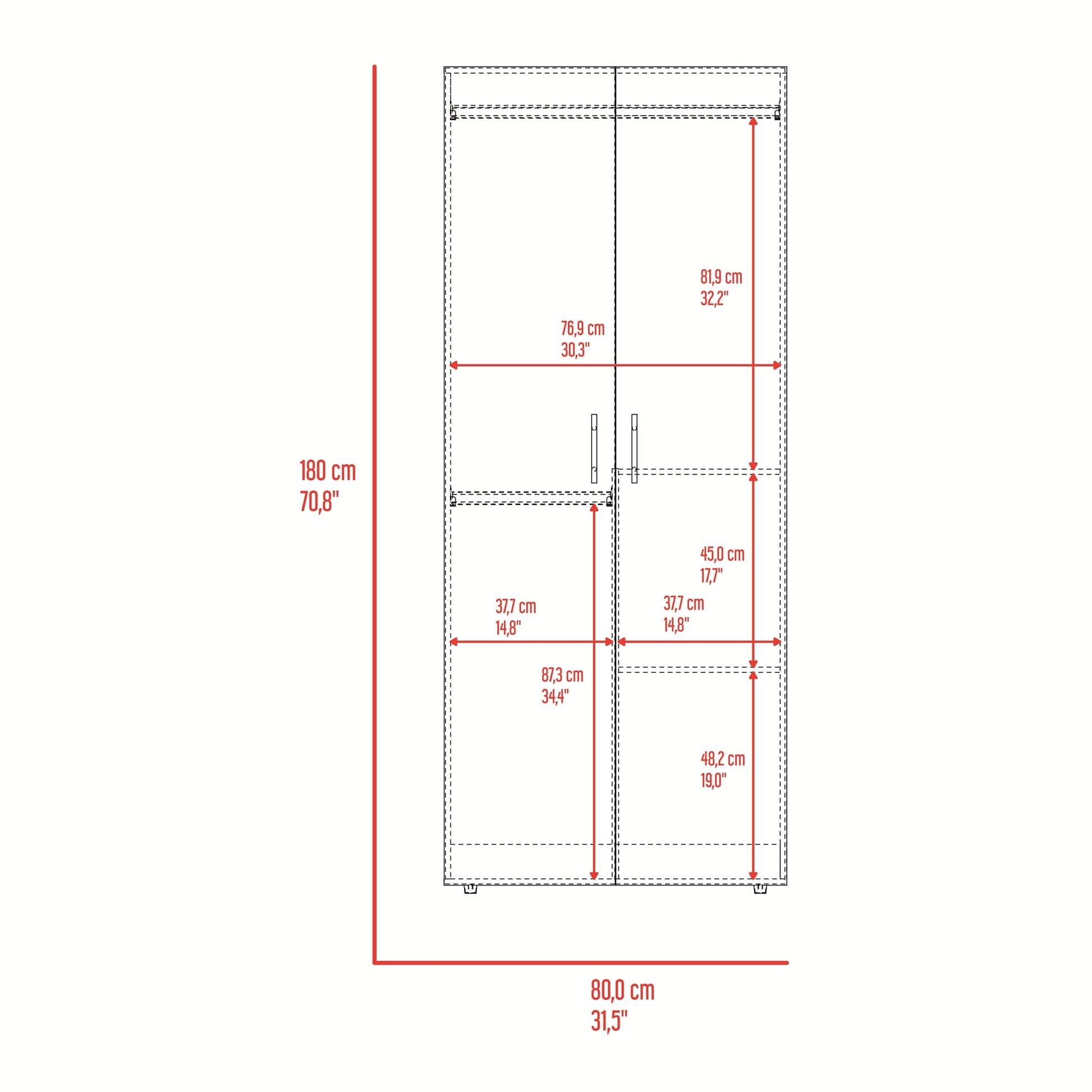 Closet Tera 2.0 180 X 80 X 48 Rta Fresno Blanco