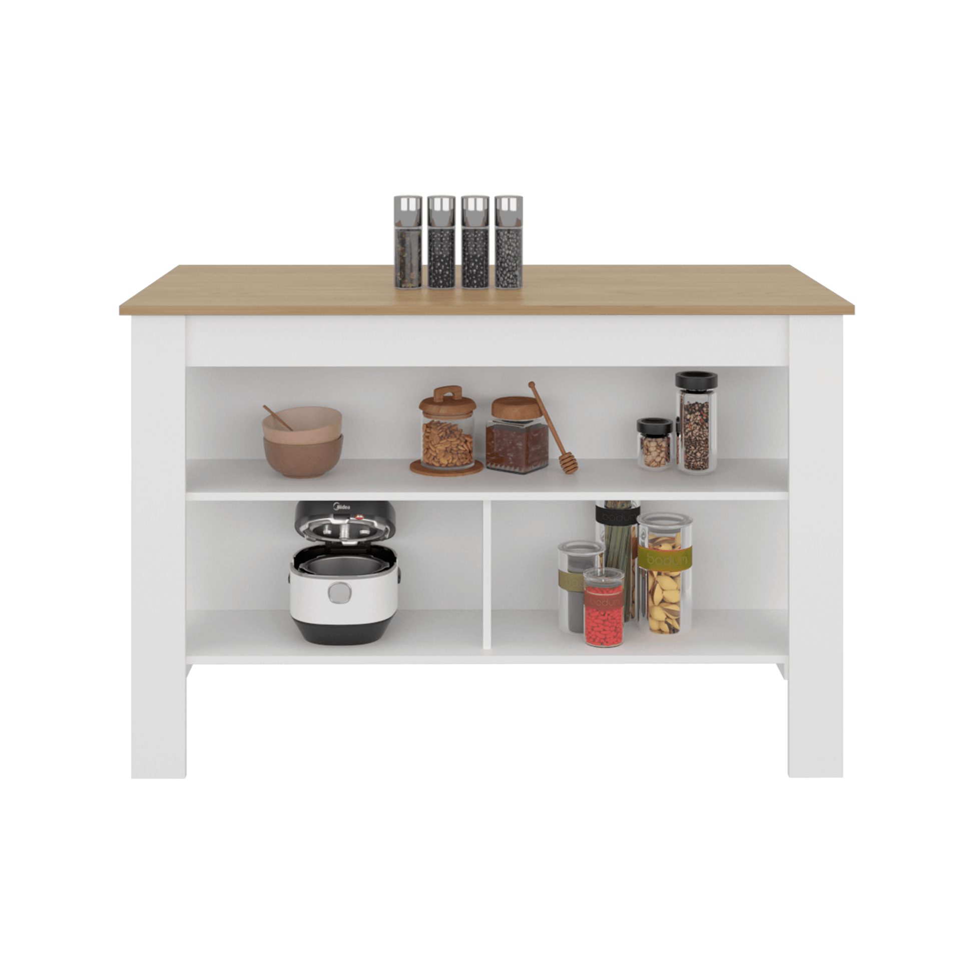 Isla De Cocina Cala 90X138X64 Rta Kronos Blanco Fresno Zf