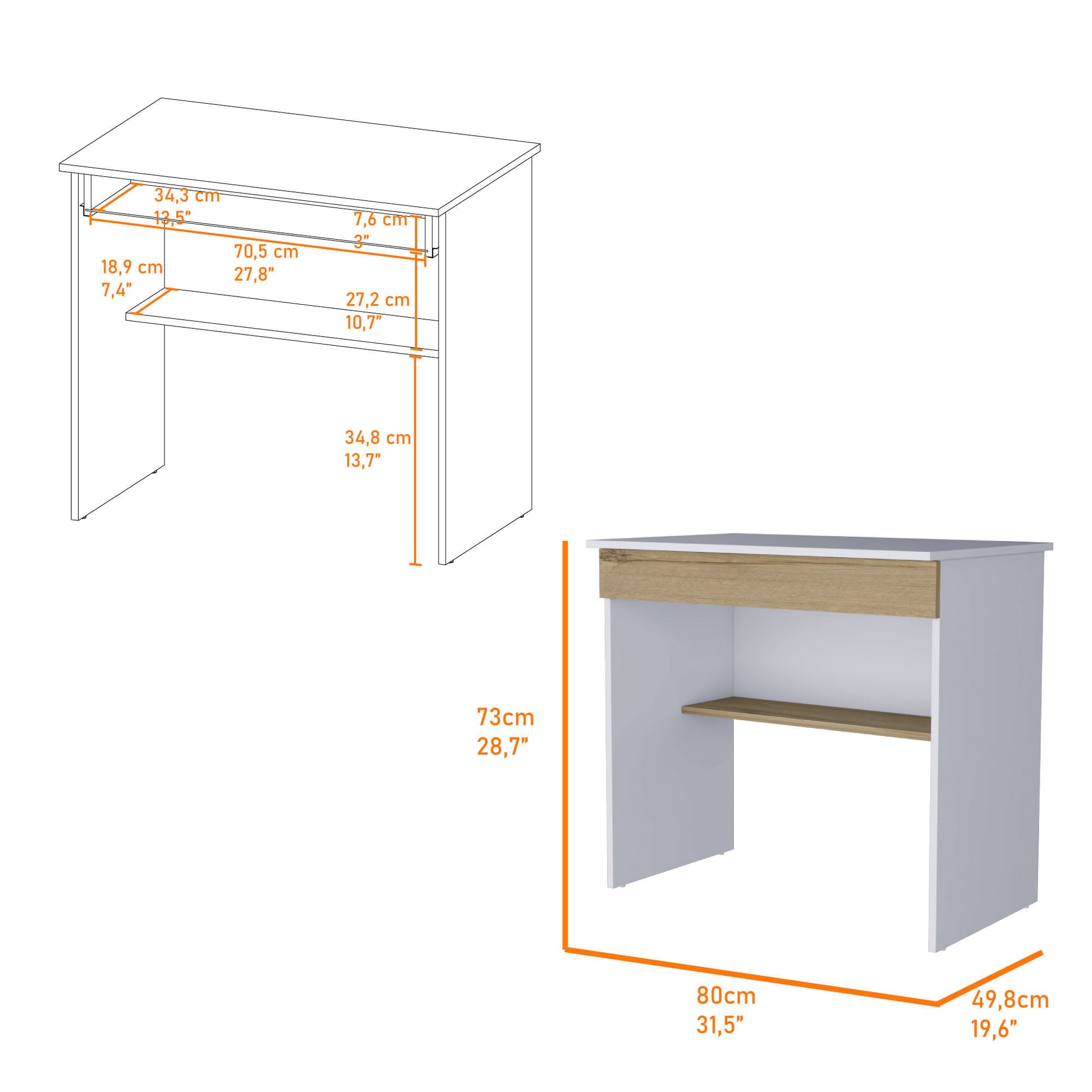 Escritorio Ohio Z80 Cajon Rta Blanco Duna
