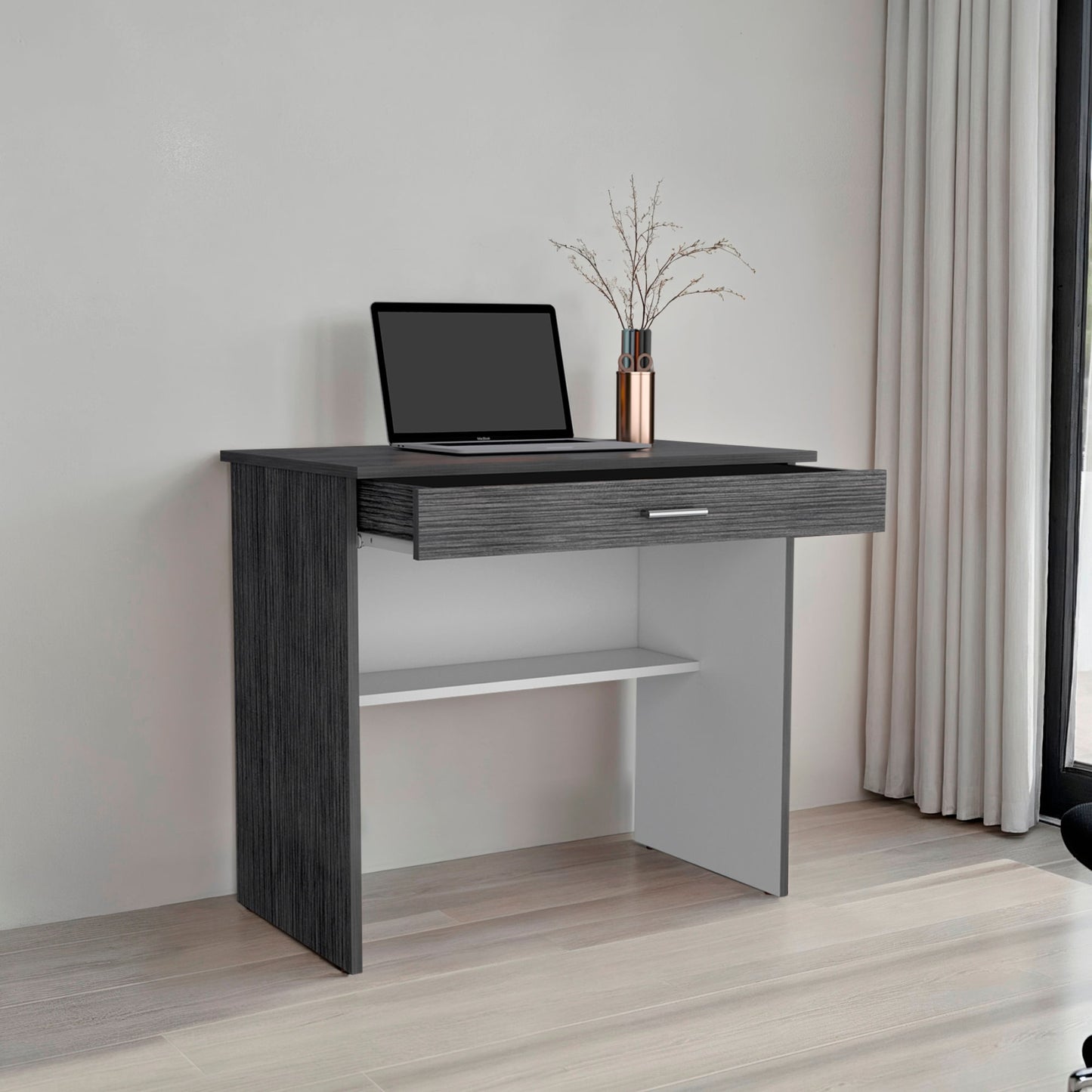 Escritorio 80C 73X80X49 Rta Roble Gris Blanco