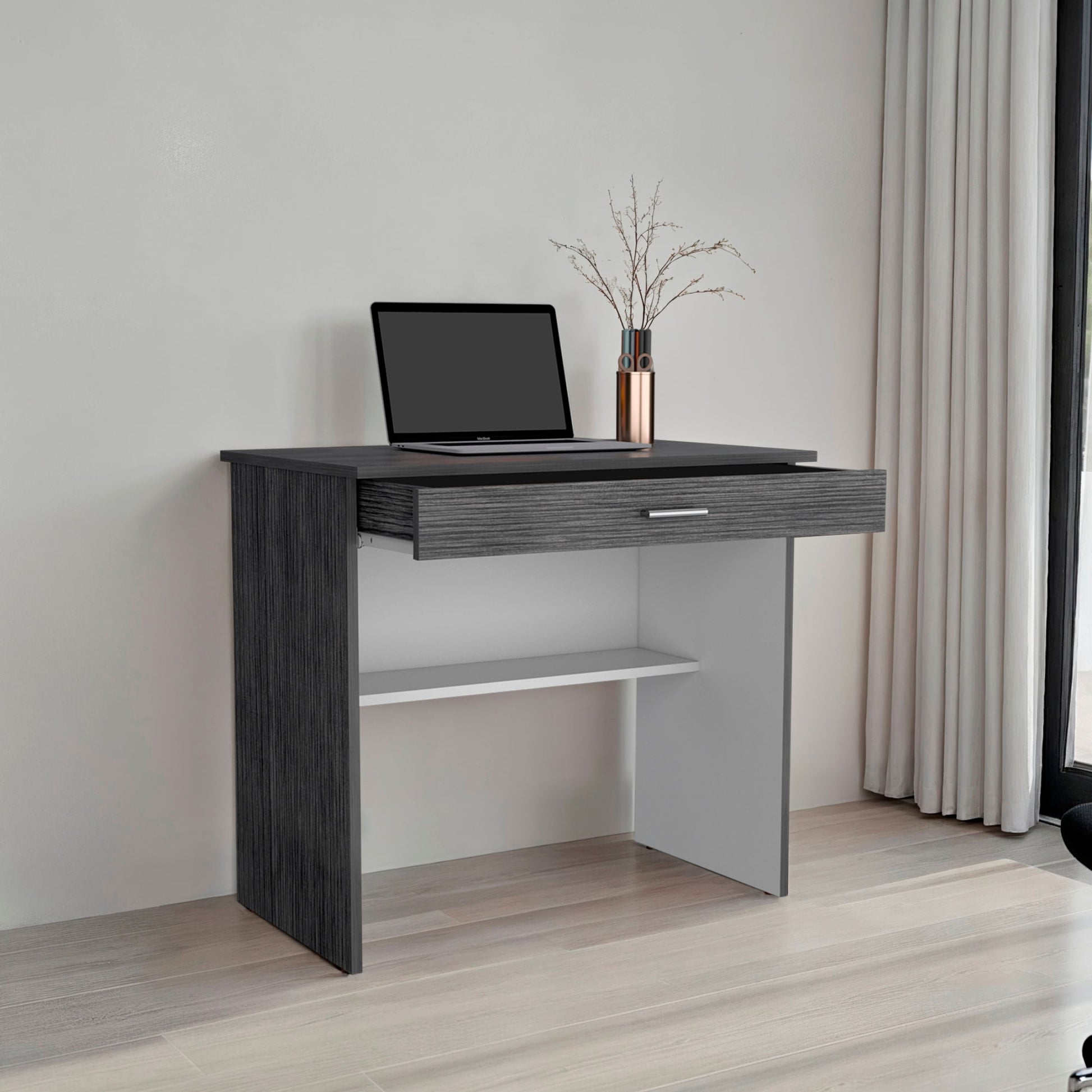 Escritorio 80C 73X80X49 Rta Roble Gris Blanco