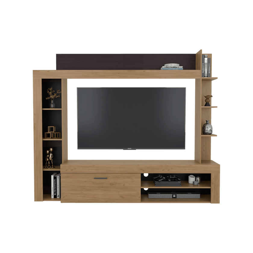 Centro De Entretenimiento Cecil 70" 178X215X35 Rta Fresno Wengue Zf