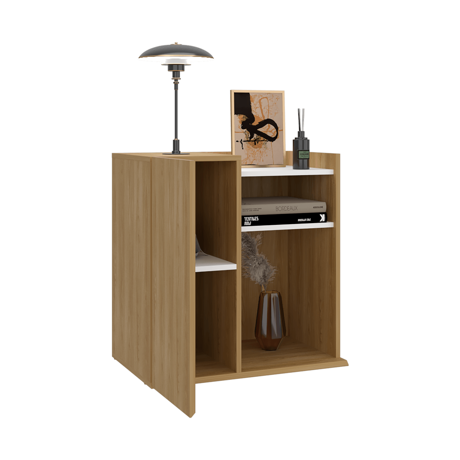 Mesa De Noche Cairo 65X65X40 Rta Fresno Blanco