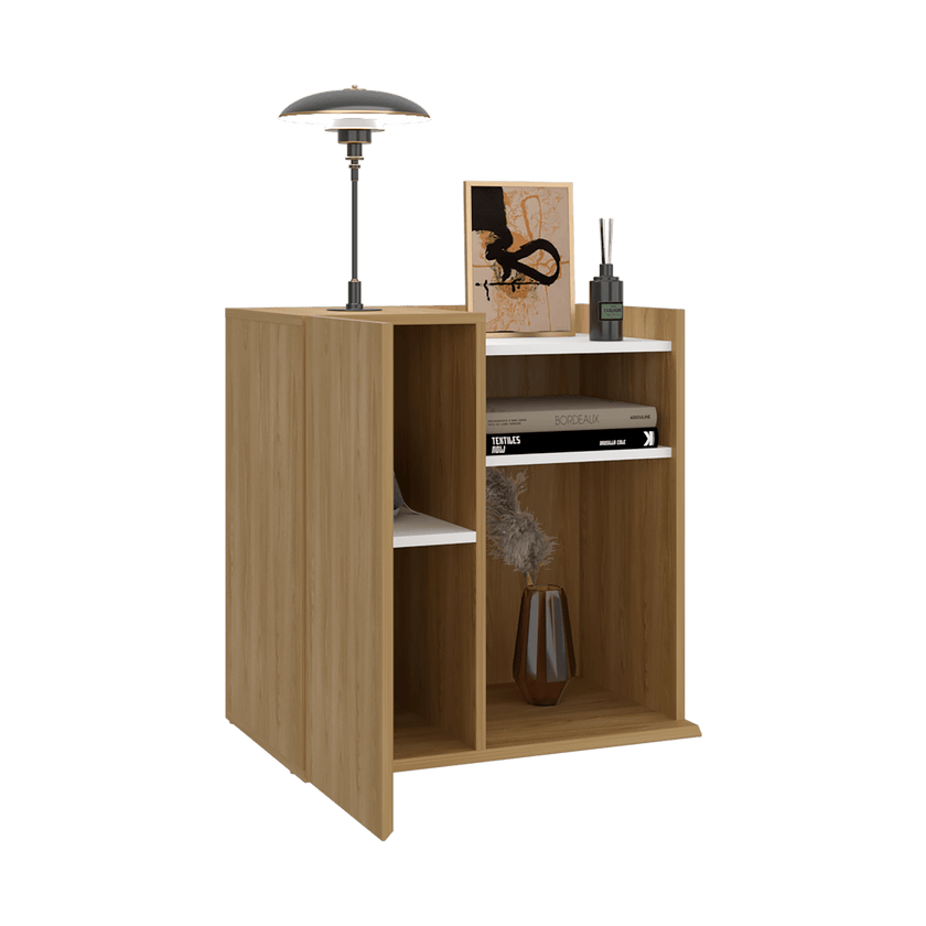 Mesa De Noche Cairo 65X65X40 Rta Fresno Blanco