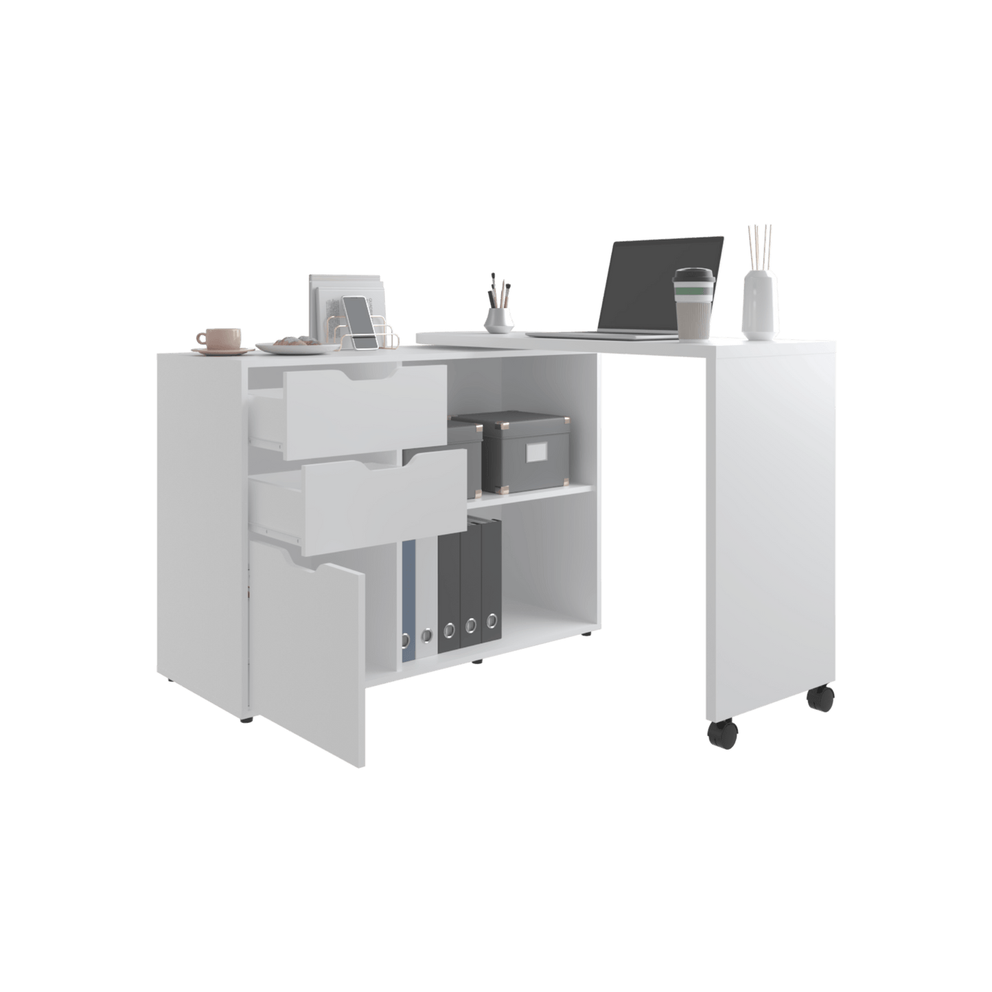 Escritorio Rotable Mova 80X112X41 Rta Blanco Mqz Zf