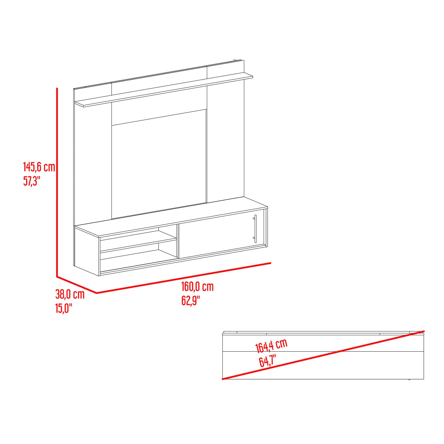 Panel Tv Bigaf 145,6X160X38 Rta Milan/Wengue