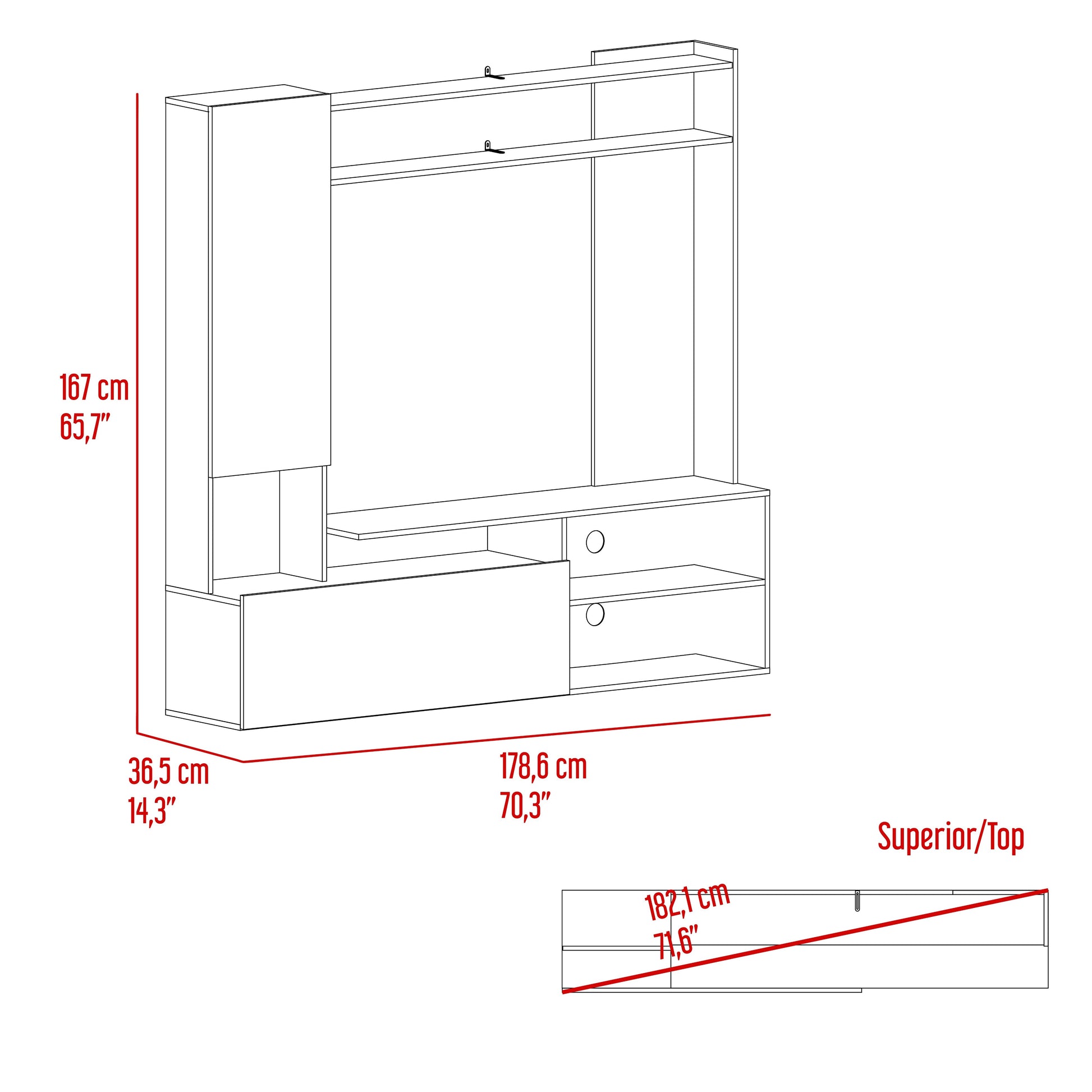 Rack Tv Nolic 167X178,6X35 Rta Capri+Nogal Europeo