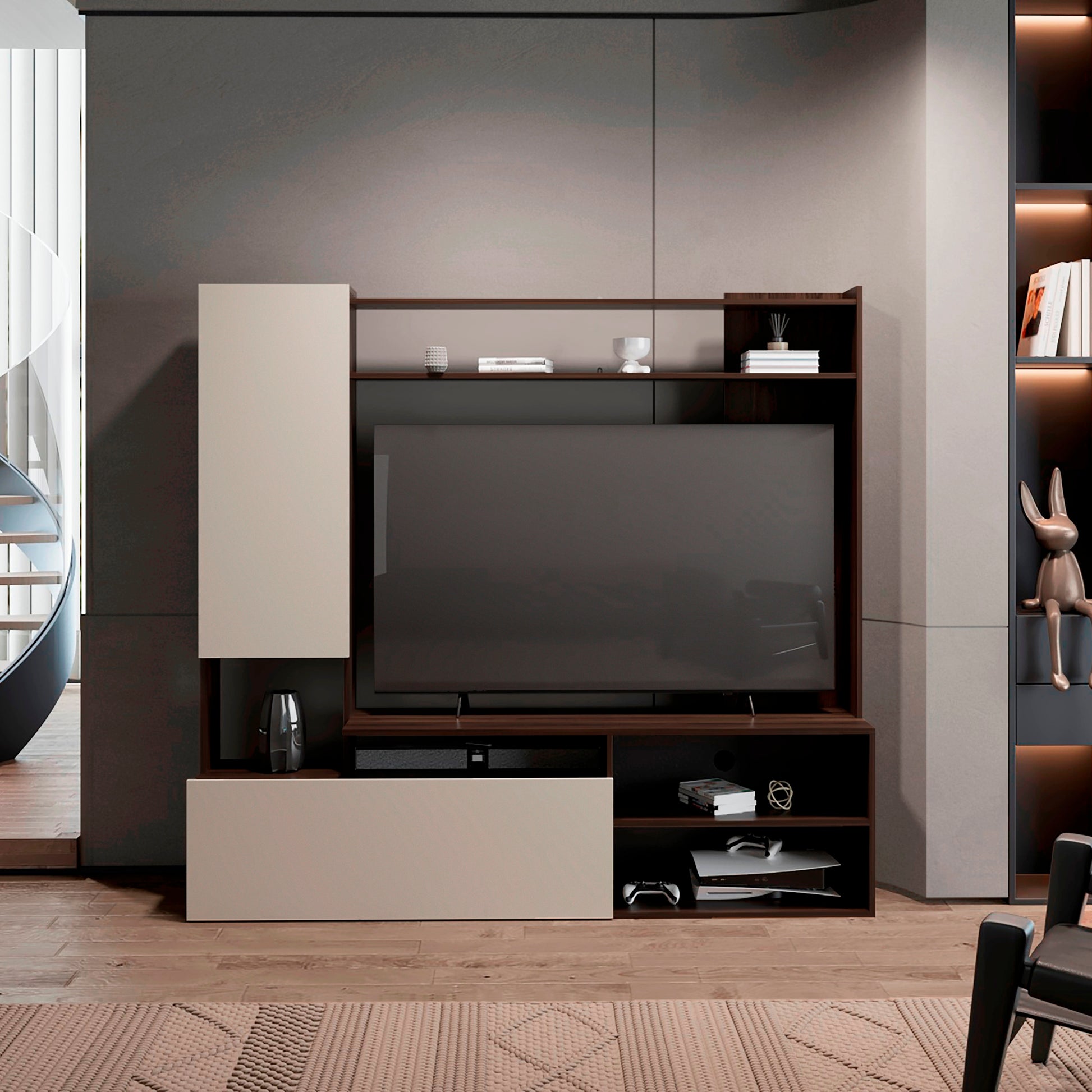 Rack Tv Nolic 167X178,6X35 Rta Capri+Nogal Europeo