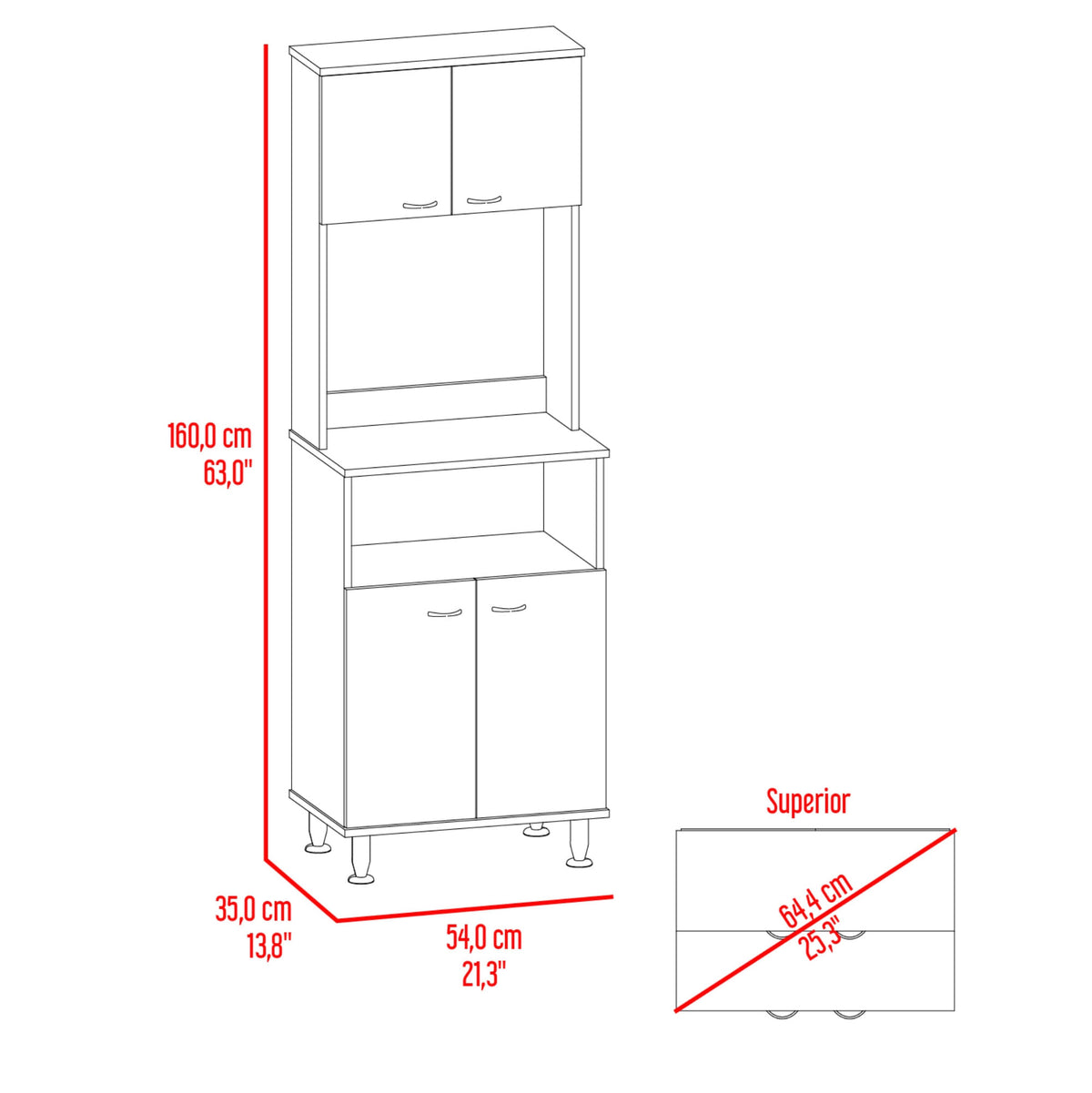 Mueble Alacena Fenix Rta Blanco + Rovere N/A