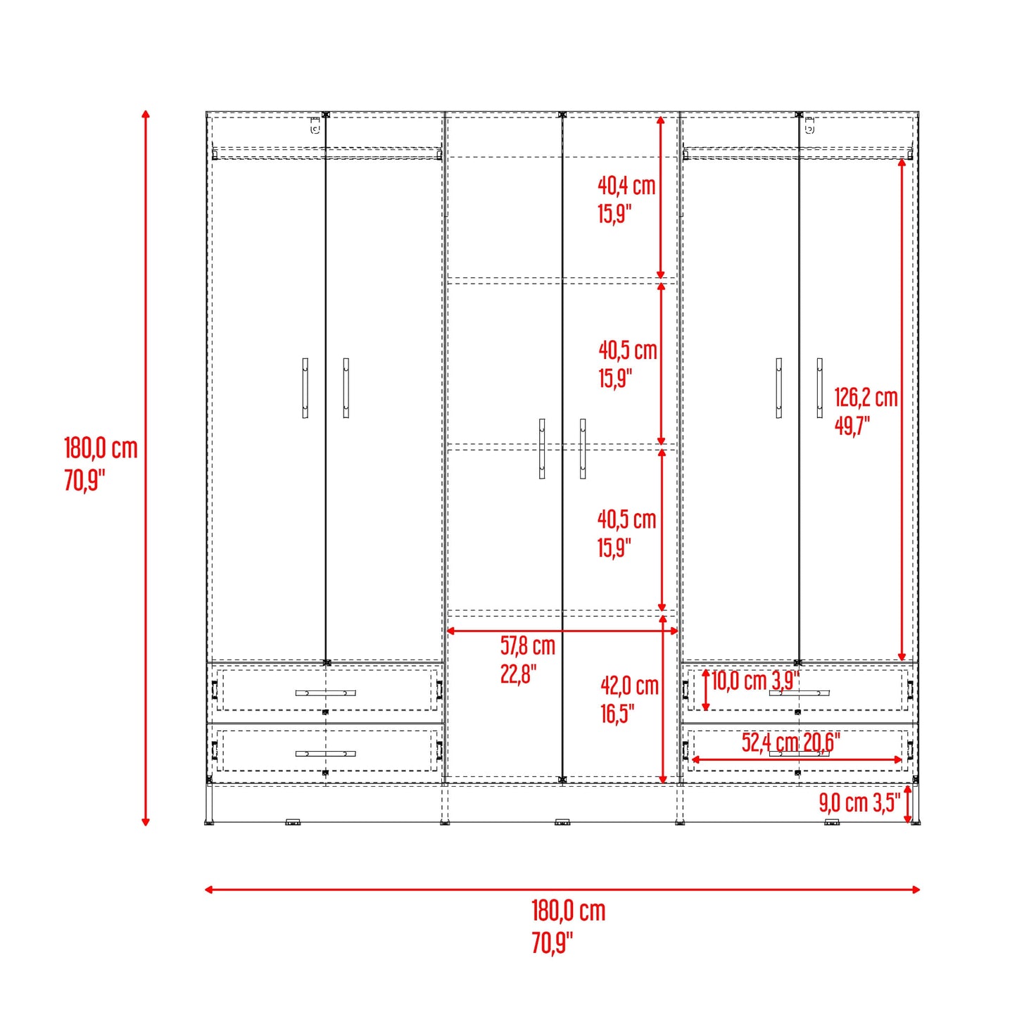 Closet Petunia 180X180X46 Rta Fresno Eu Blanco