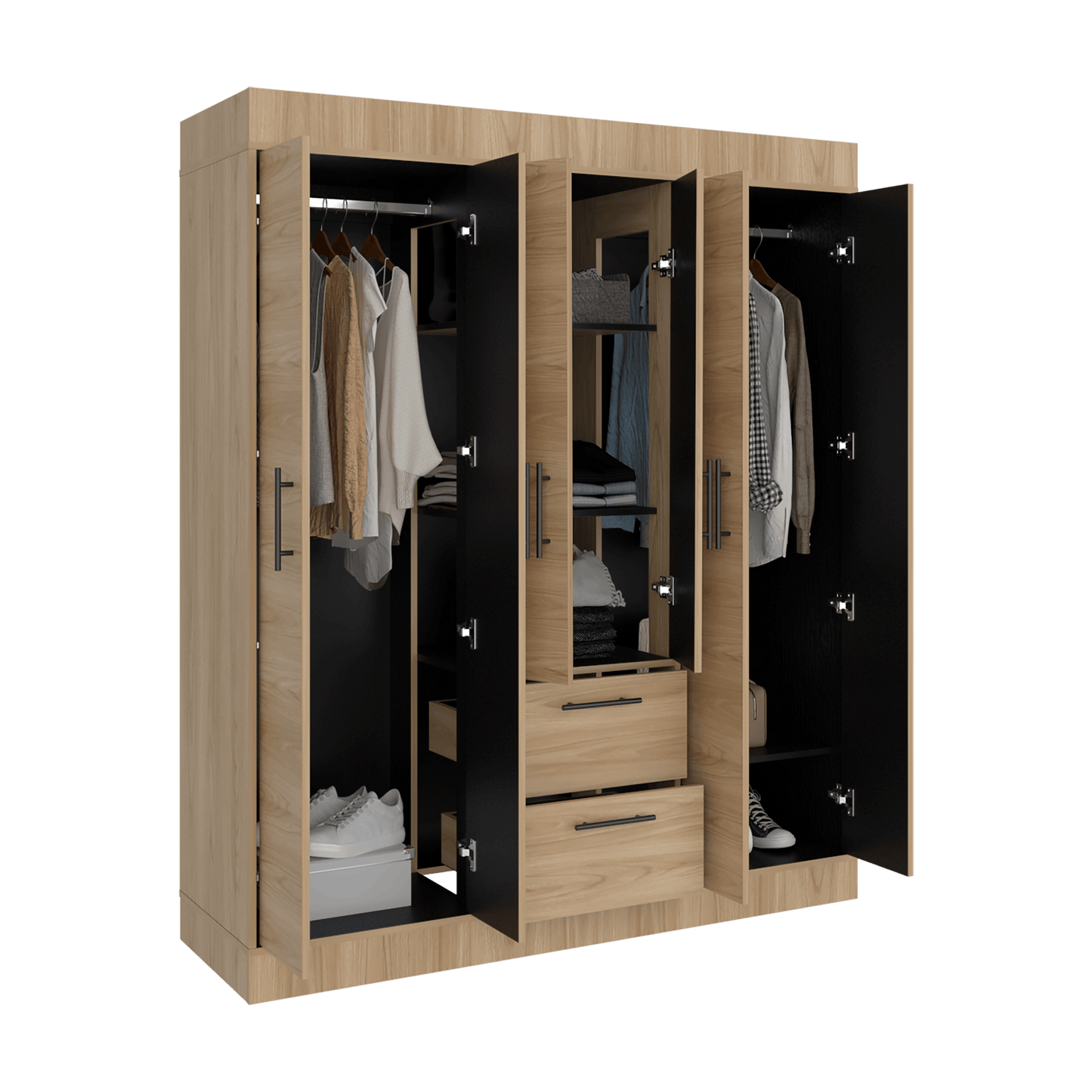Closet 150 Vm 6 Puertas 2 Cajones 177X150X50Rta Fresno Eu Wengue