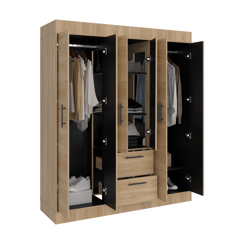 Closet 150 Vm 6 Puertas 2 Cajones 177X150X50Rta Fresno Eu Wengue