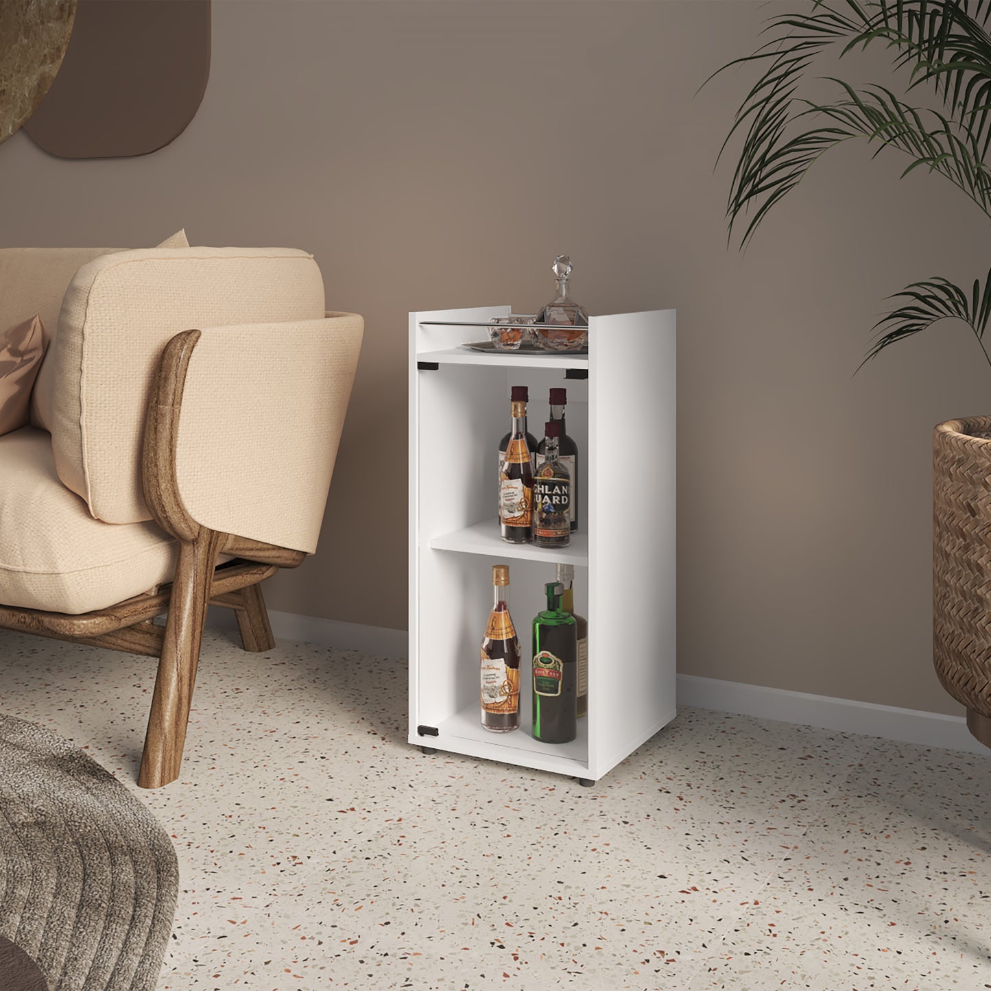 Mueble Minibar Theba 81X38X37 Rta Blanco Mqz Zf
