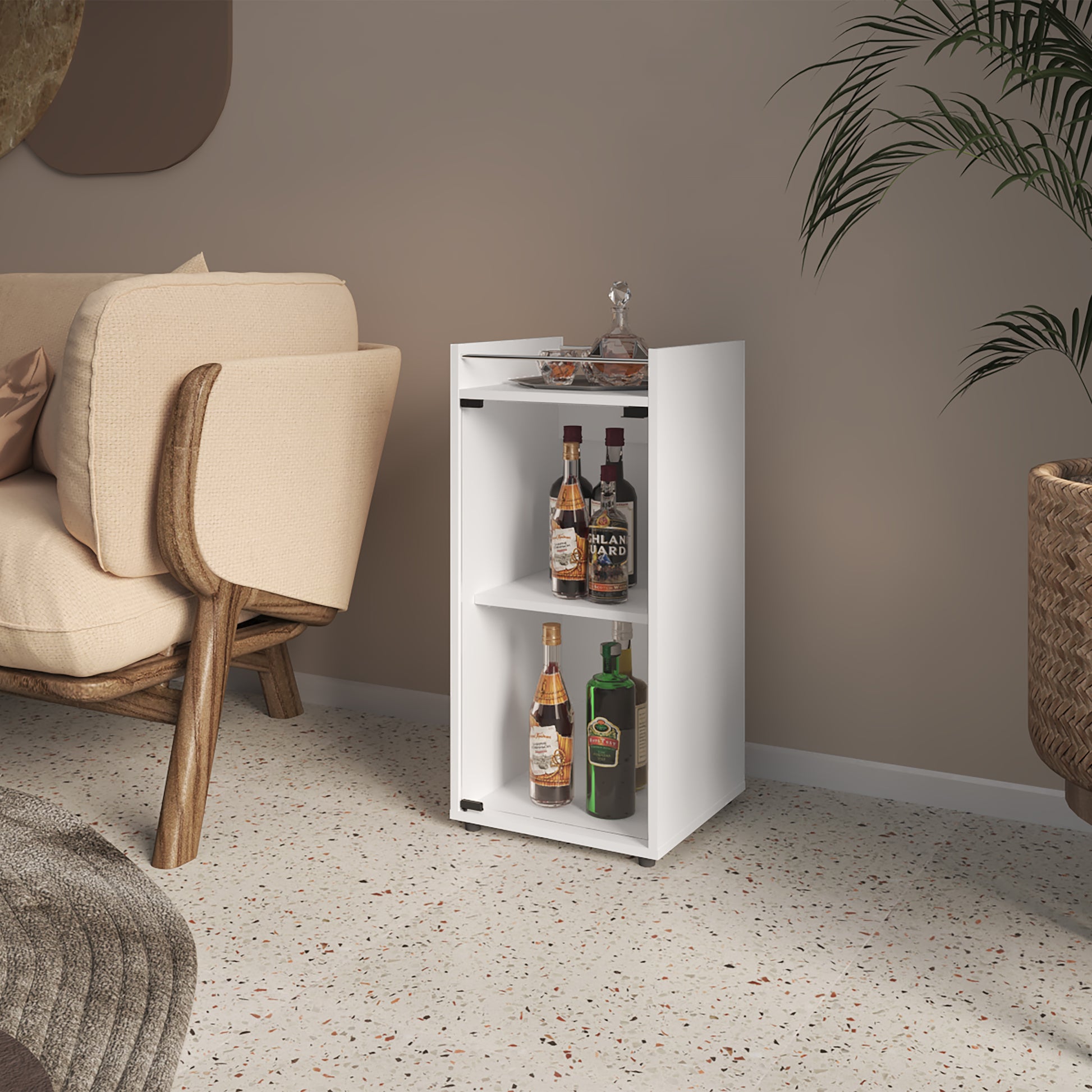 Mueble Minibar Theba 81X38X37 Rta Blanco Mqz Zf