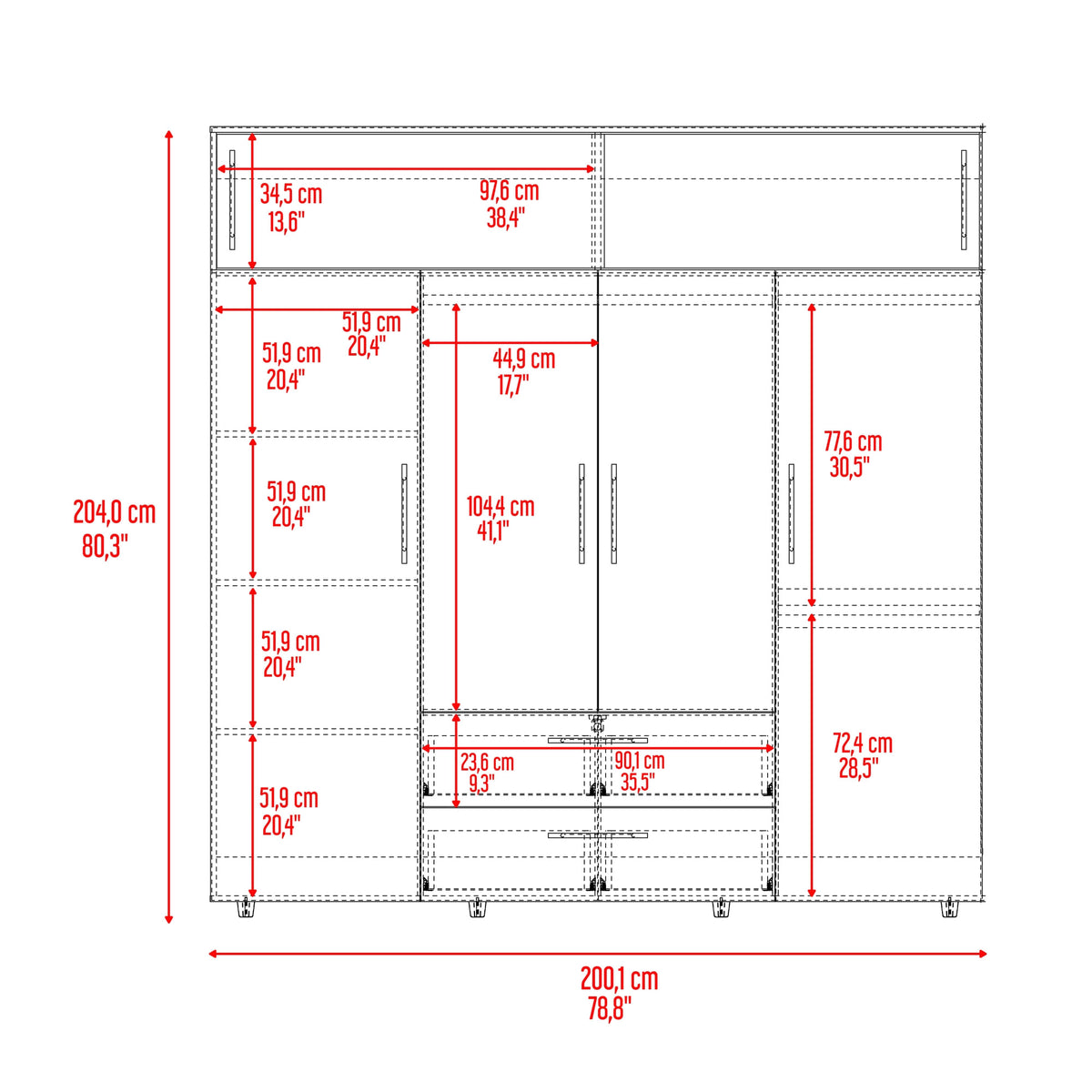 Armario Luque 200 X 204 X 50 Rta Blanco Duna N/A