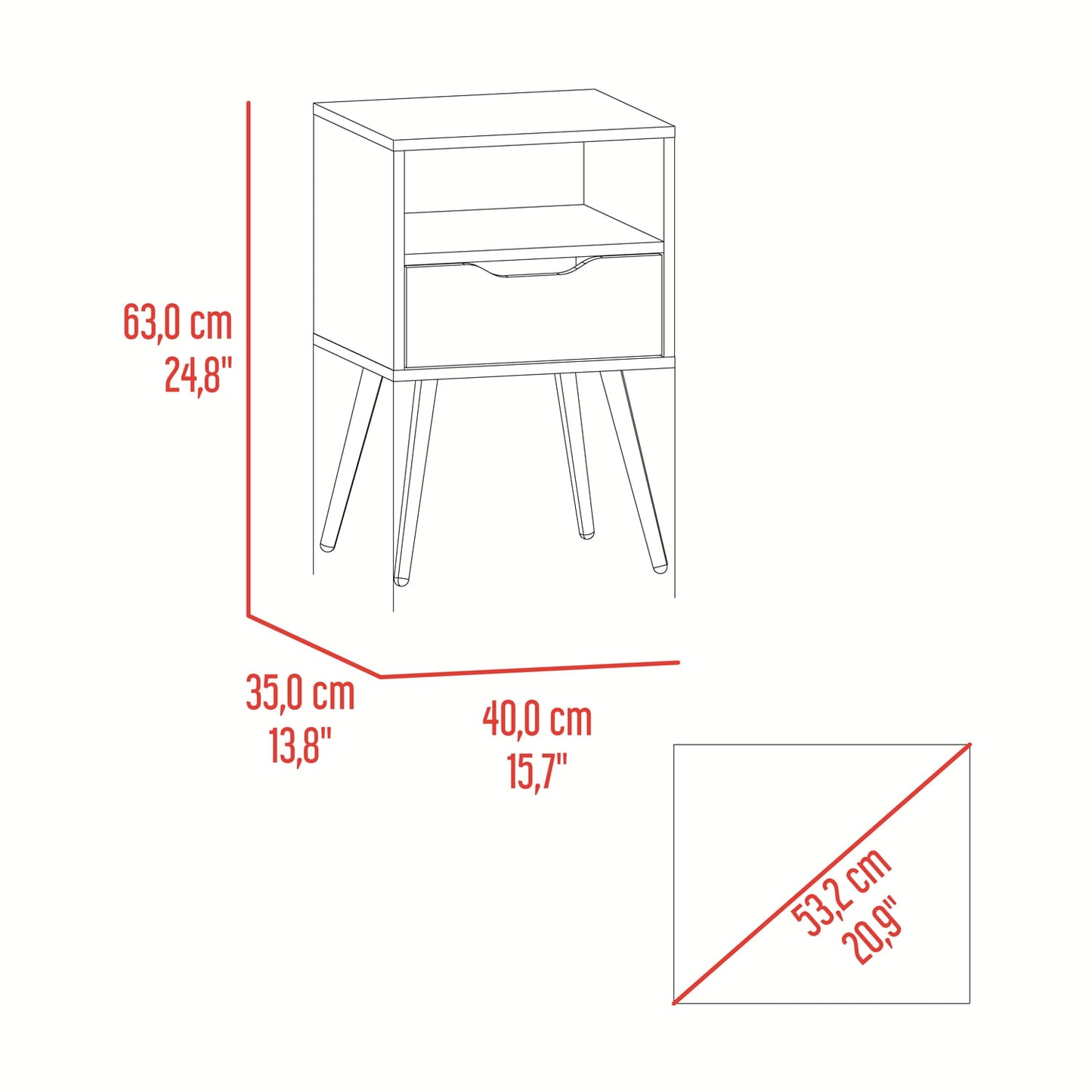 Mesa De Noche Otom 1Cajon Rta Fresno Blanco