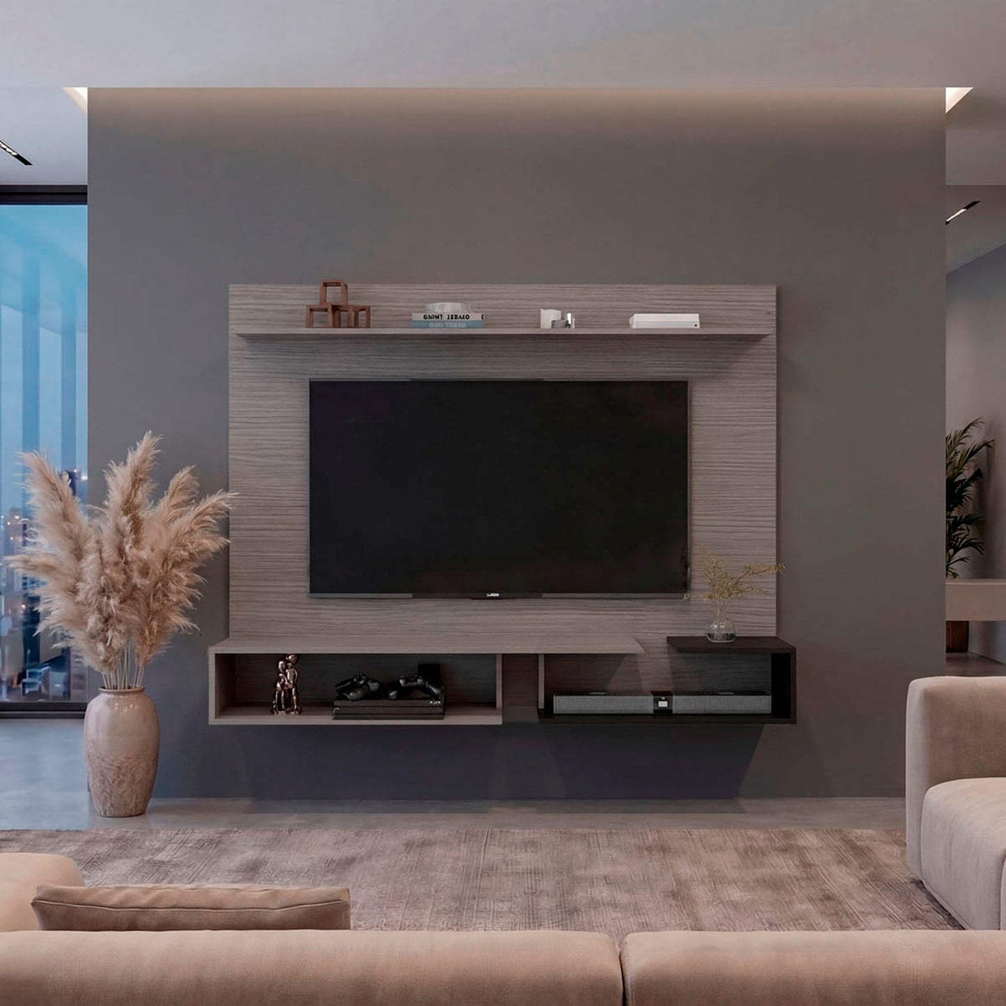 Panel De Tv 65" Desa 128X164X28 Rta Positano Wengue Zf