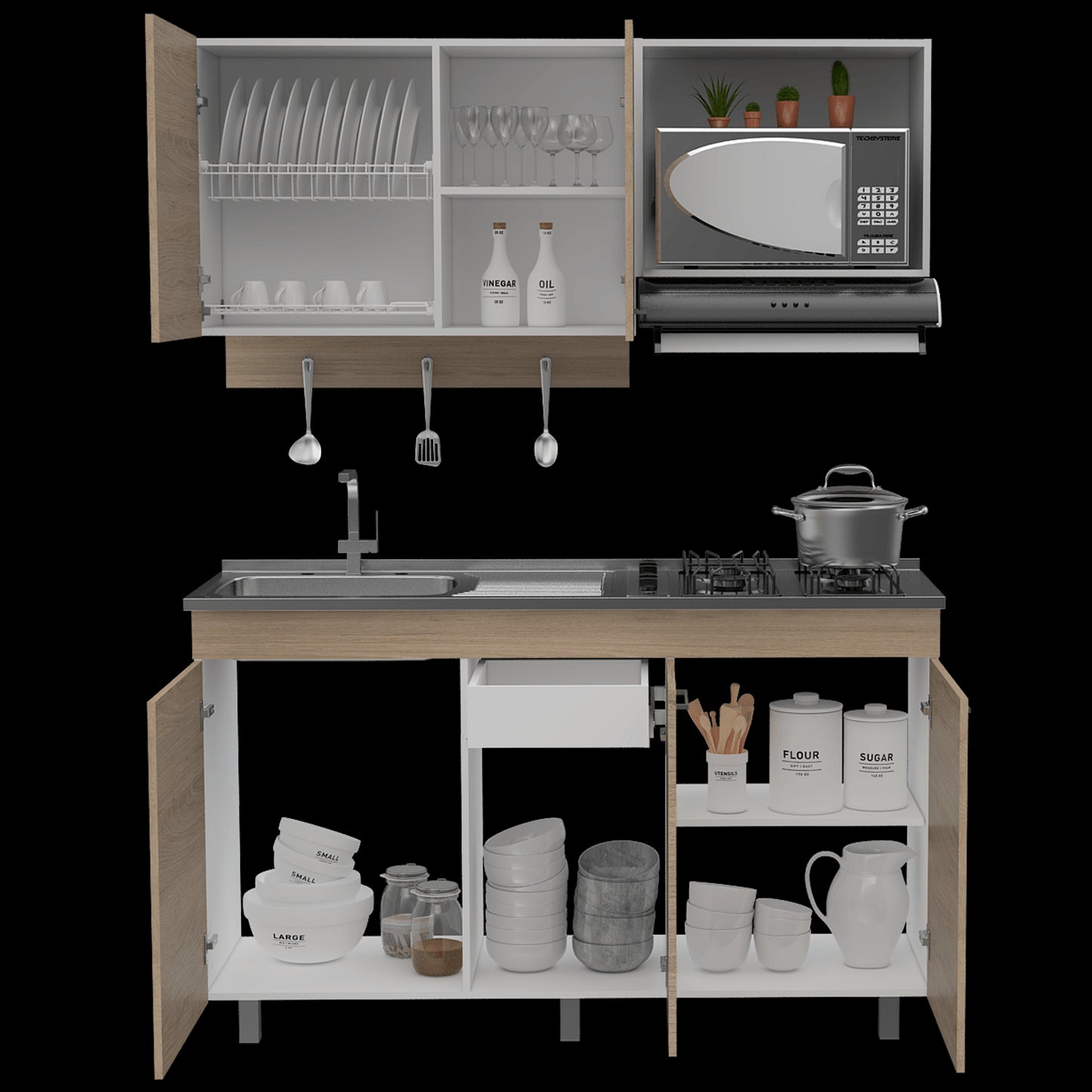 Cocina 150 Miro Rta Blanco + Rovere