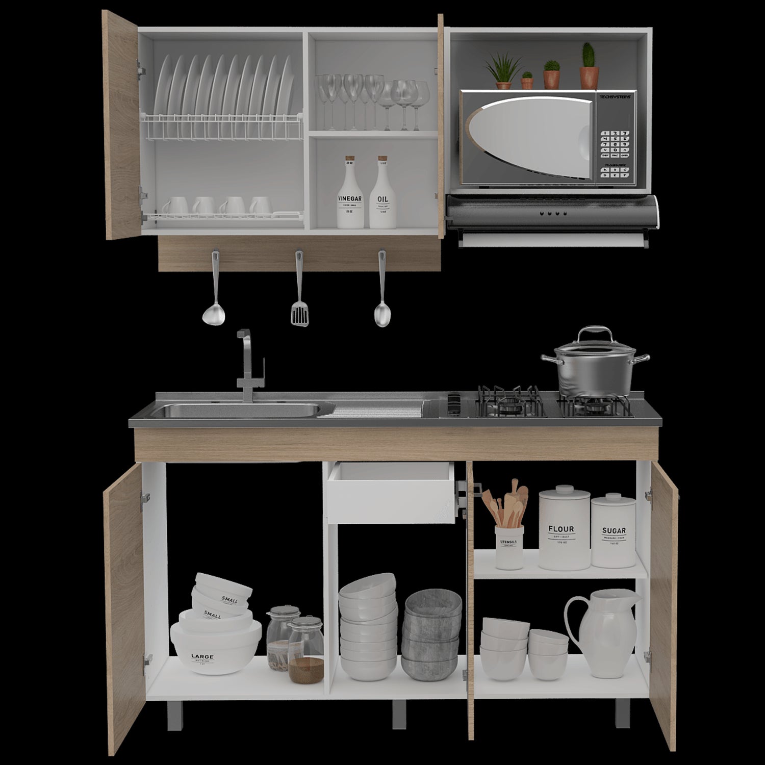 Cocina 150 Miro Rta Blanco + Rovere