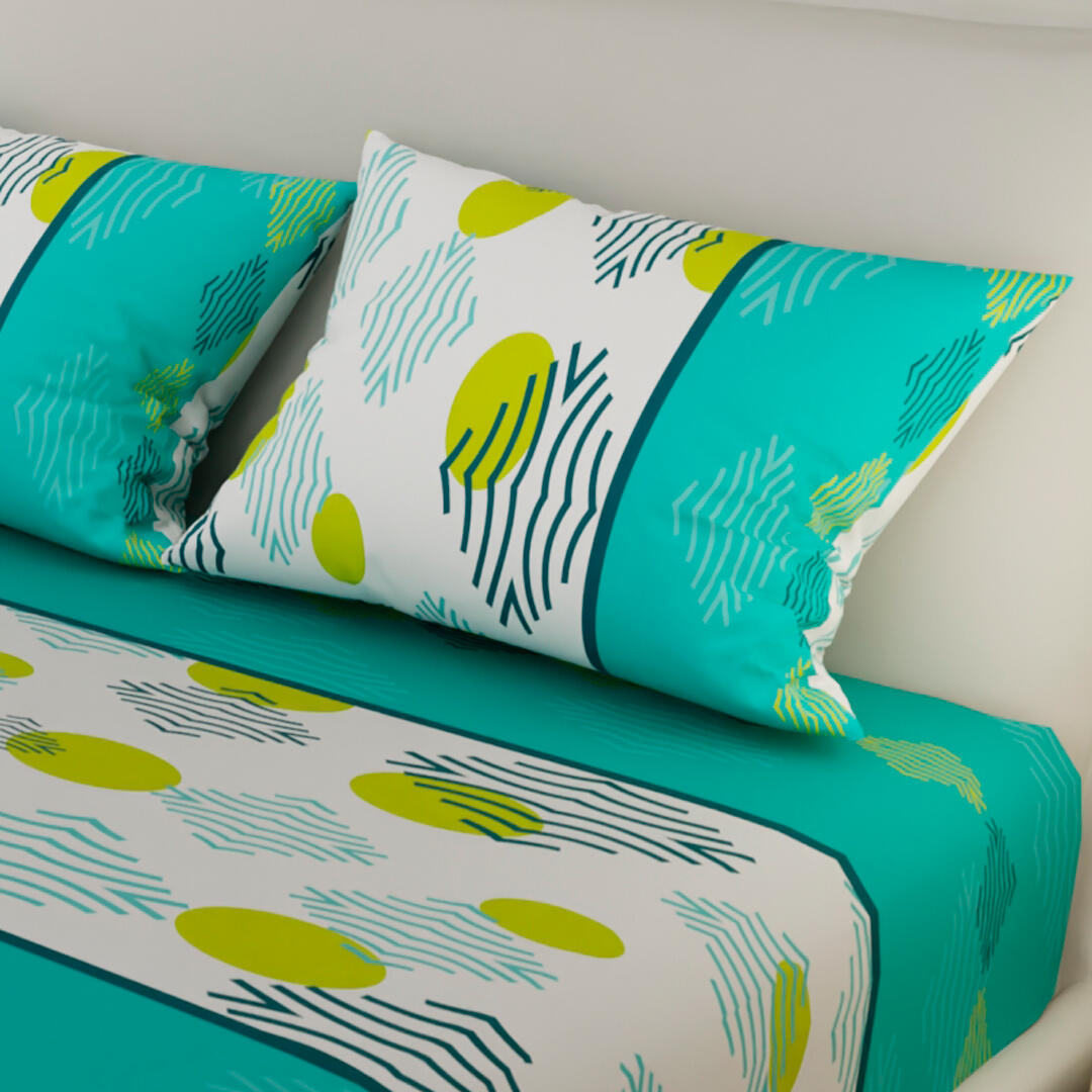 Sabana Ajustable Ondas De Verano Fondo Aguamarina Con Blanco