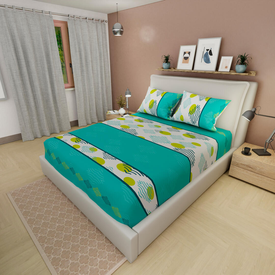 Sabana Ajustable Ondas De Verano Fondo Aguamarina Con Blanco