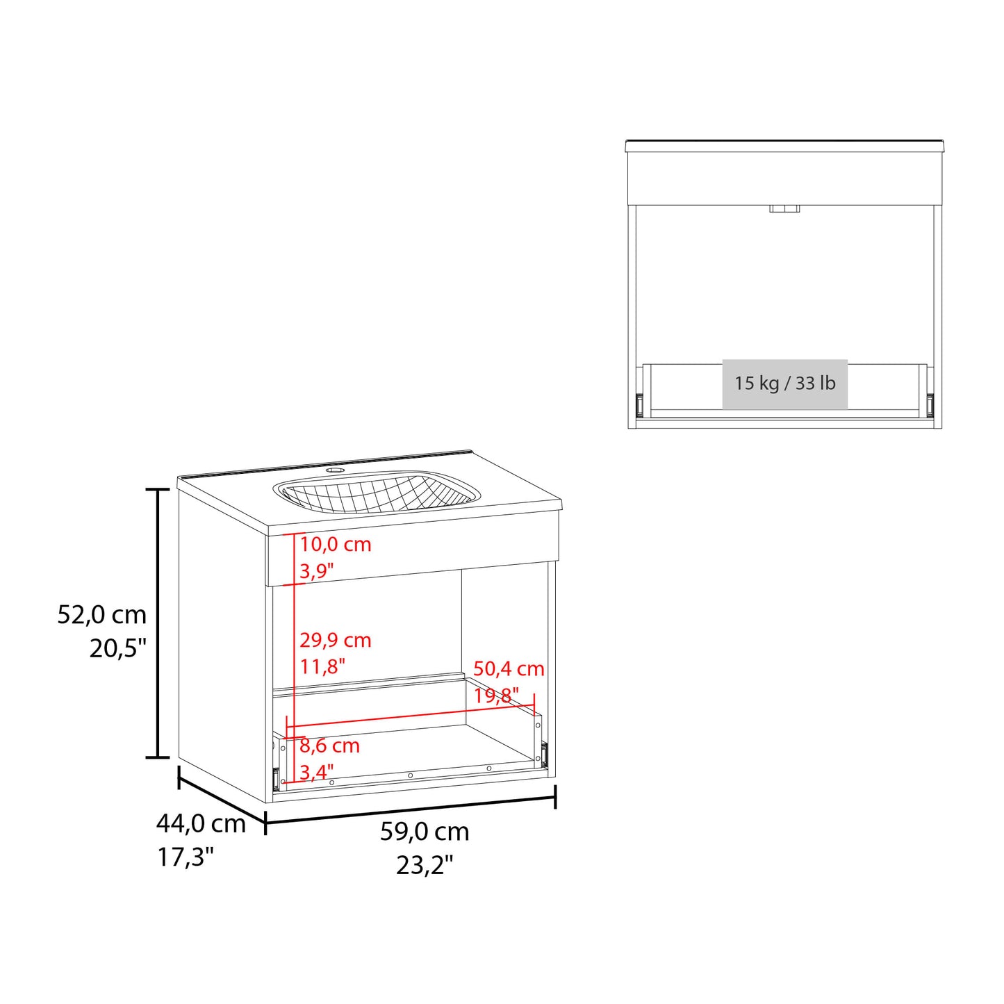 Mueble Lavamanos Hatta 52X59X44 Rta Blanco Mqz Zf