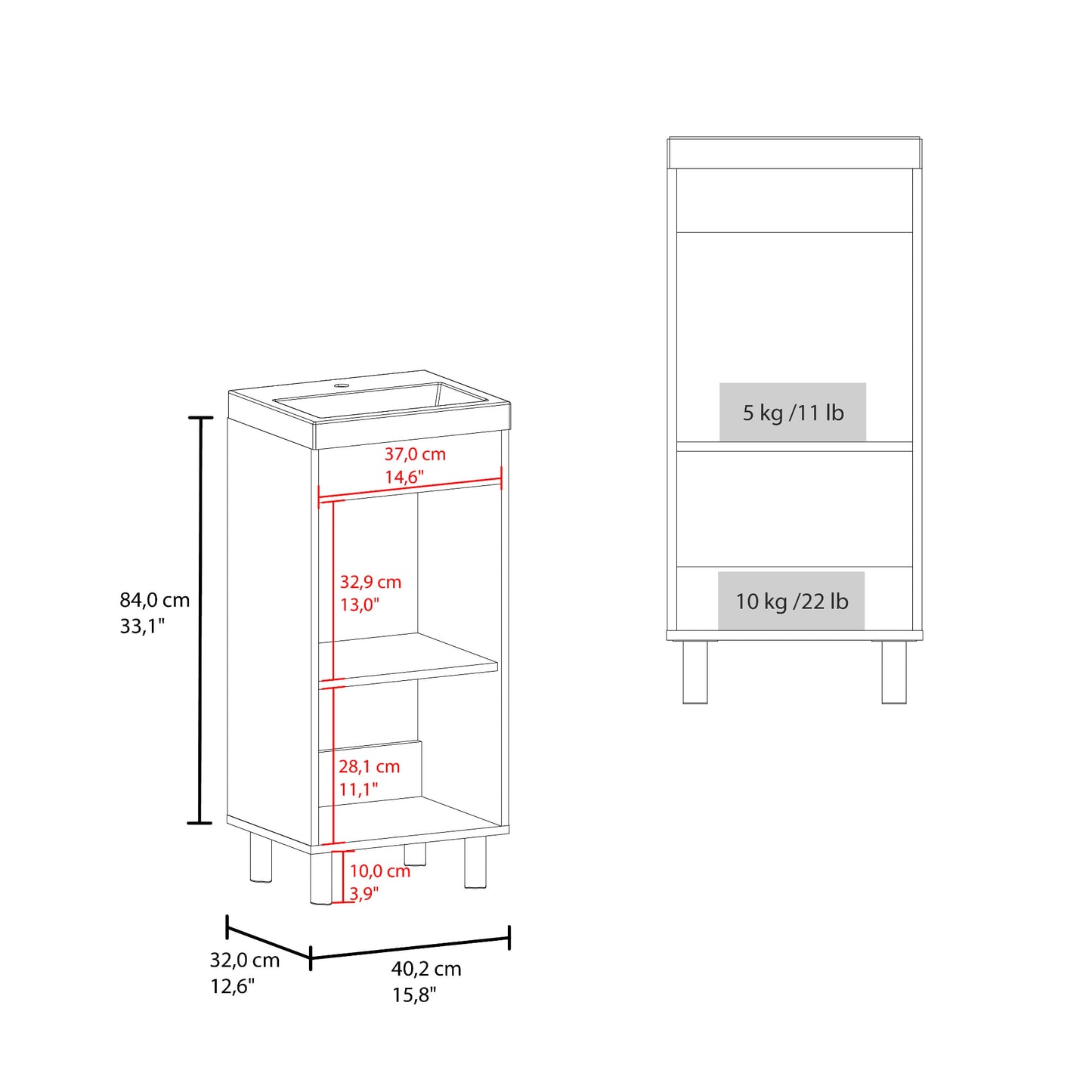 Mueble Lavamanos Rivera 84X40X32 Rta Wengue Zf