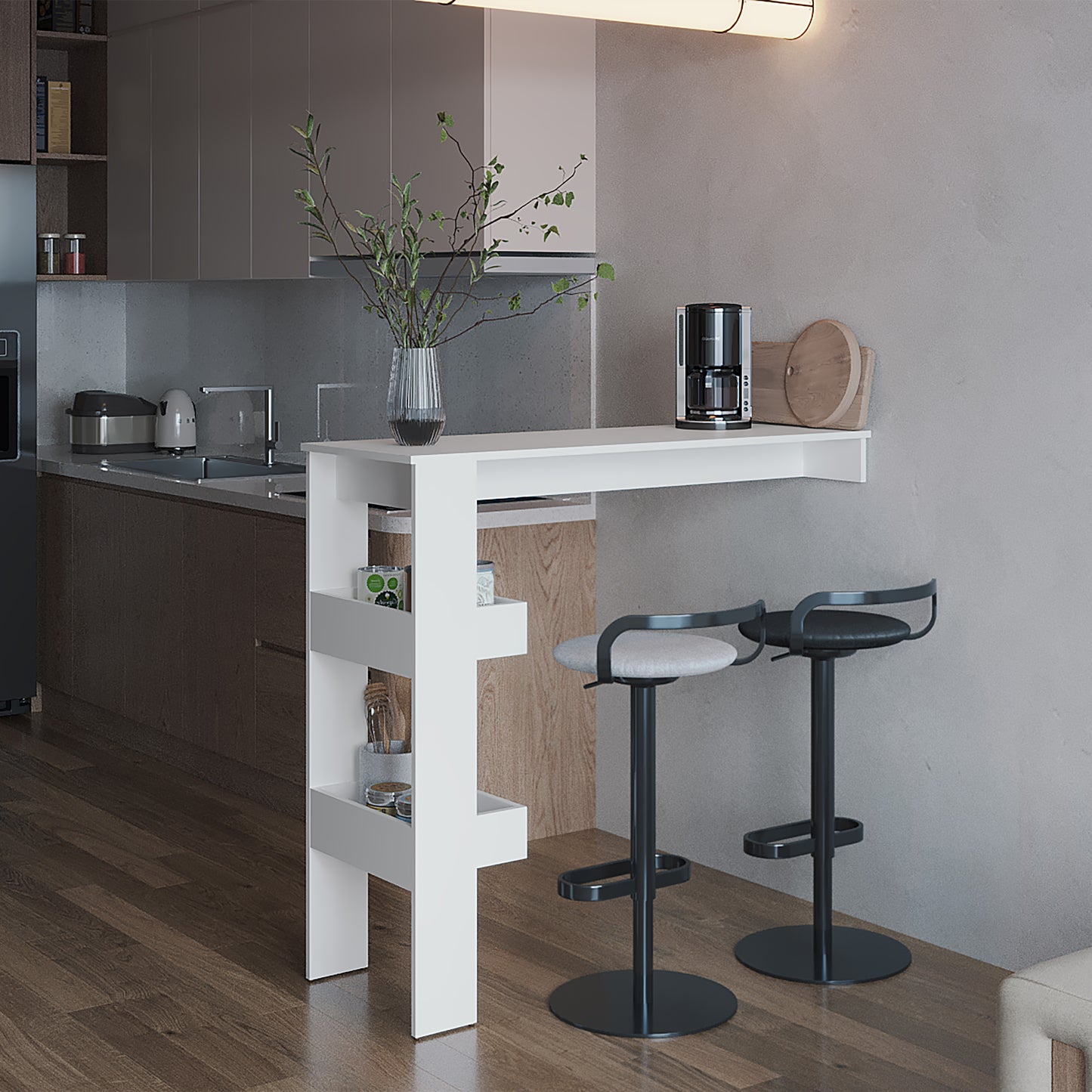 Mesa De Bar Aurora 109X120X42 Rta Blanco Zf