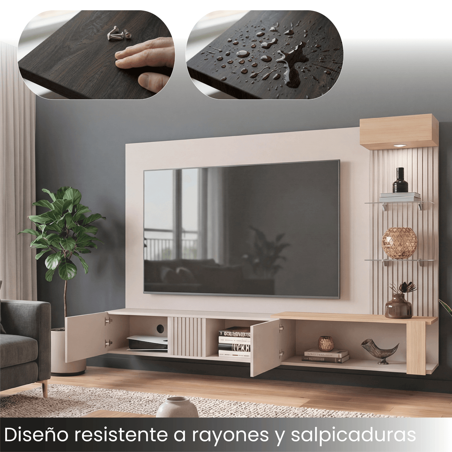 Panel De Tv Isolde 132X208X734 Rta Capri Fresno