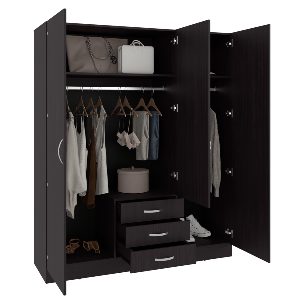 Armario 3P 3C Con Espejo 180X150X48 Rta Wengue Zf