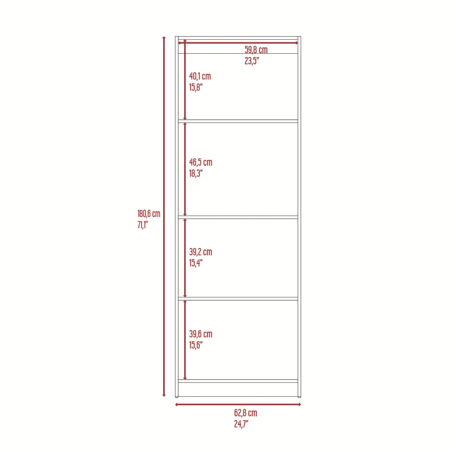 Estante Home E1 180X62X29 Rta Fresno Eu Blanco