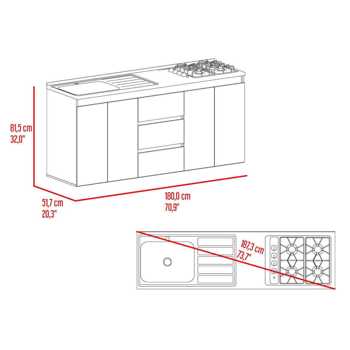 Mueble Inferior Cocina Izquierdo Boreal 89X179X50 Rta Fresno Blanco