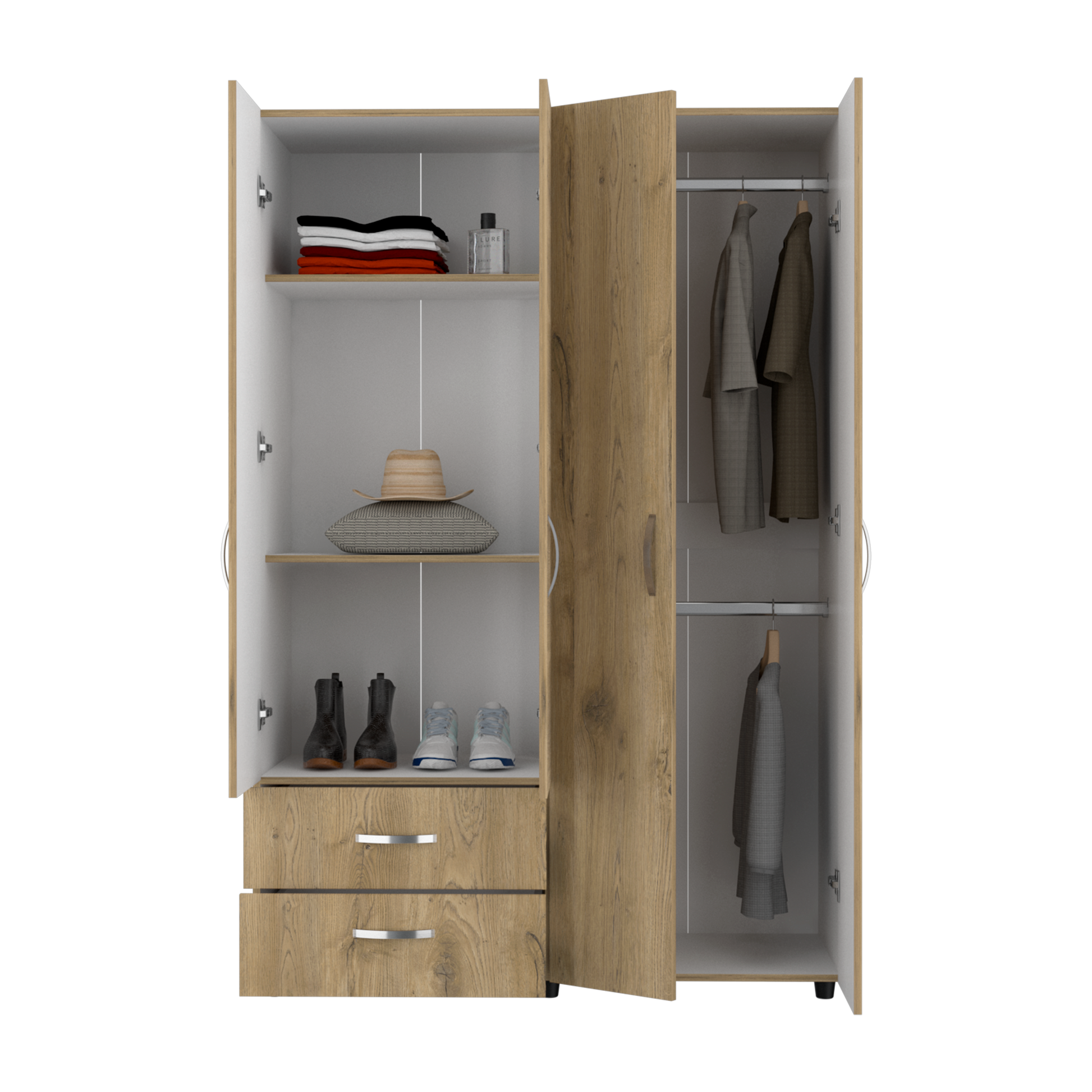 Closet Ankora Basic 180 X 120 X 47 Rta Macadamia + Blanco