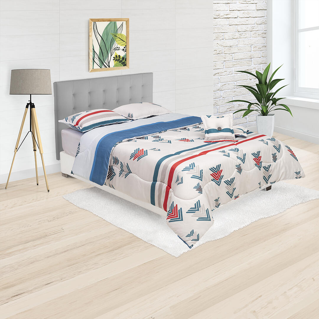 Cubrelecho Super Acolchado Azul Y Blanco Con Flechas Ultra Suave