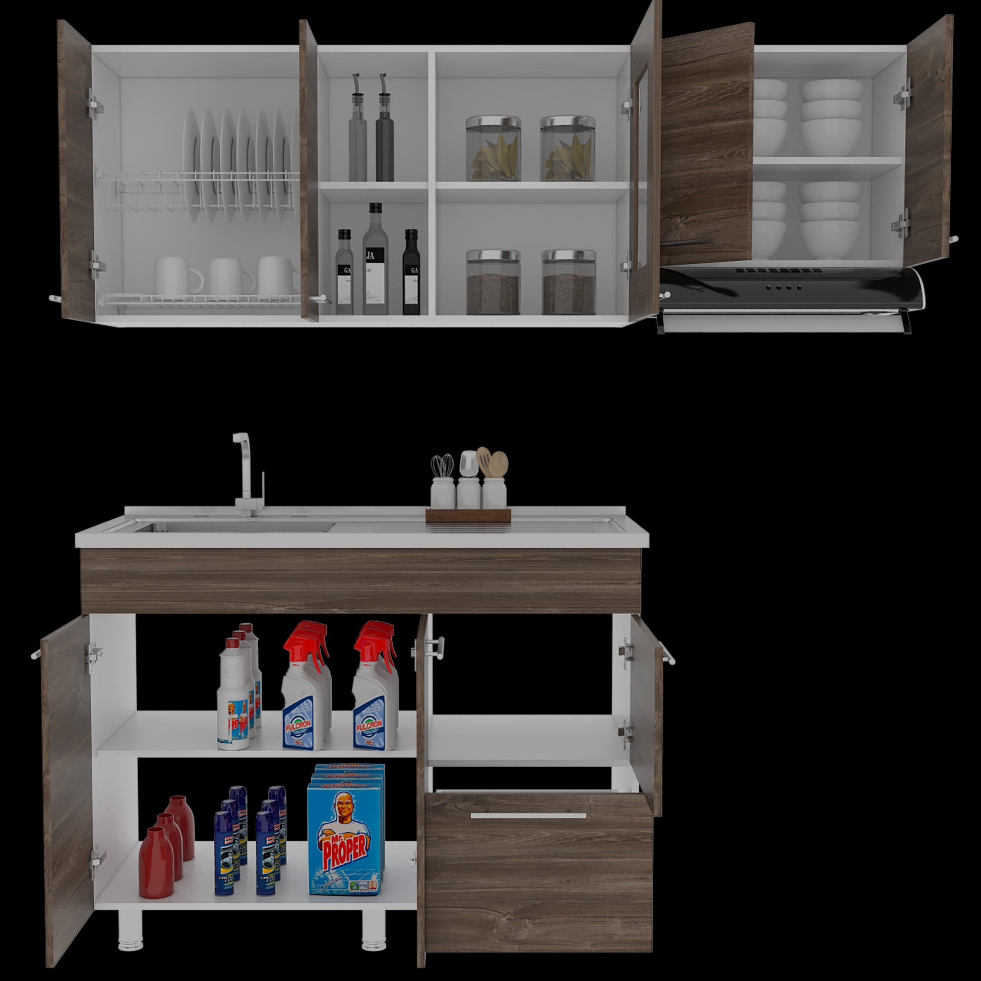 Cocina 120 Kira Rta Blanco + Siena