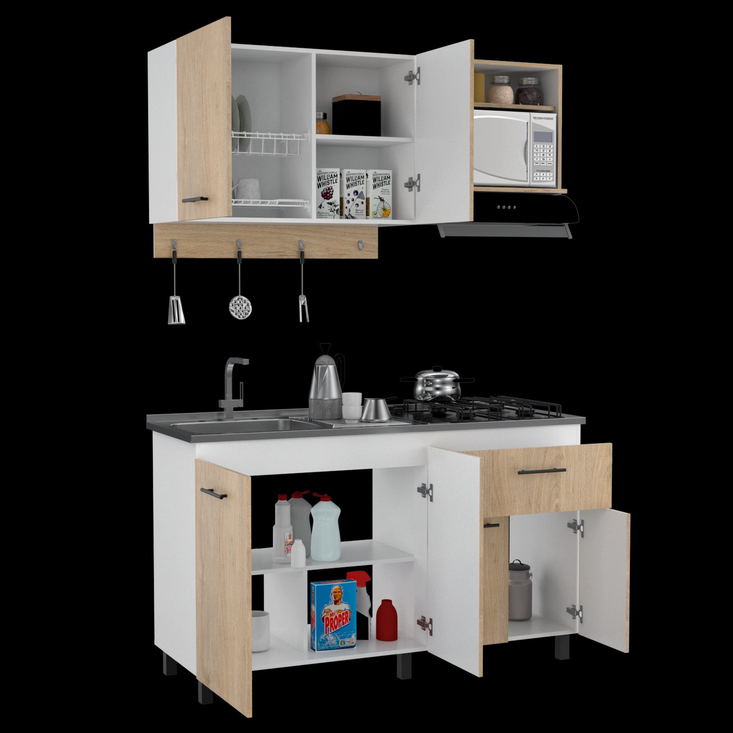 Cocina 150 Alani Rta Blanco-Rovere