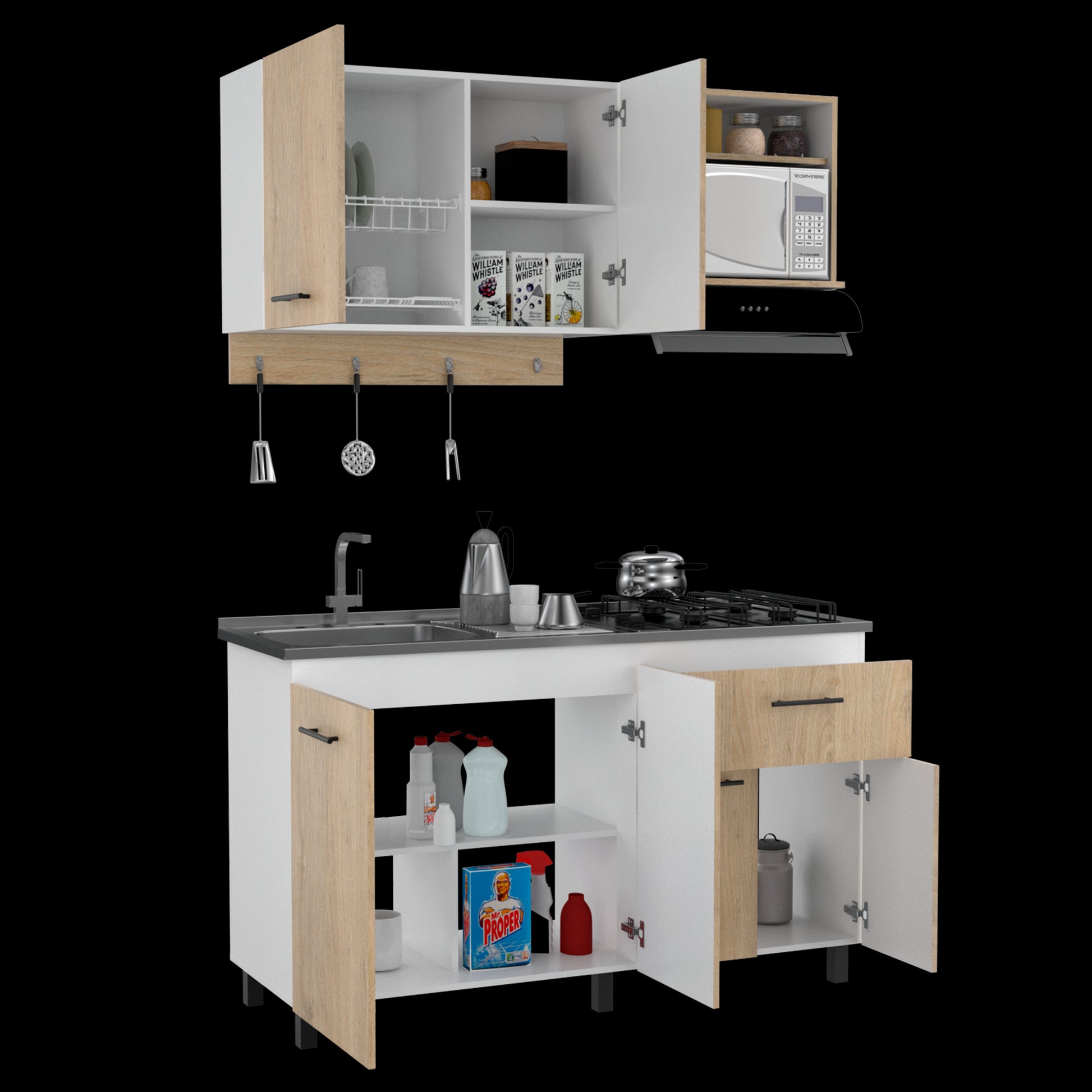 Cocina 150 Alani Rta Blanco-Rovere