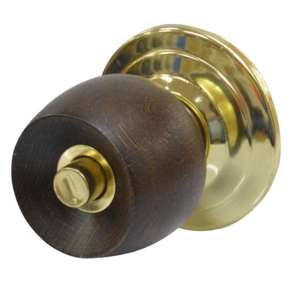Chapa Bola Bano Pmadera Uduke Color Cafe Oscura Tsafe Escudo Dorado 5832Fjm Ht20186