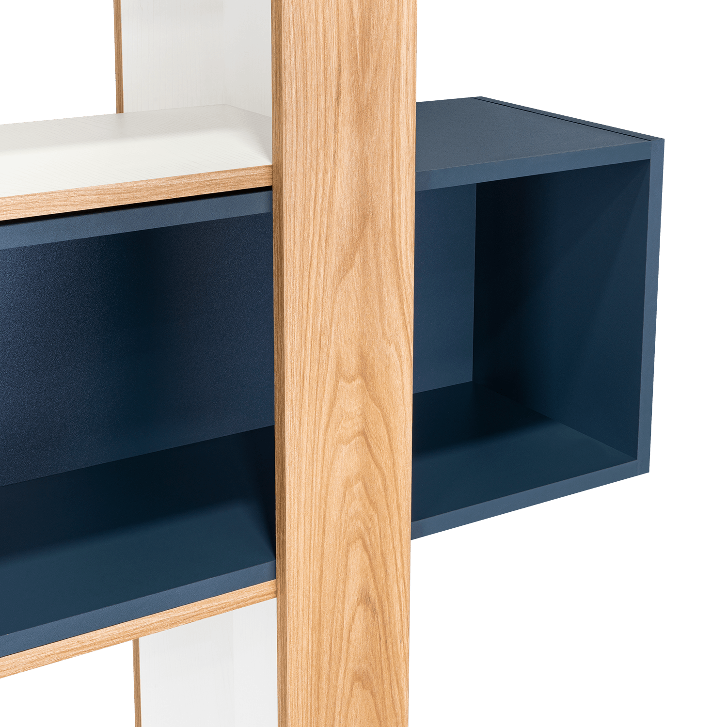 Biblioteca Beijing  161X70X28 Rta Fresno/Blanco + Azul