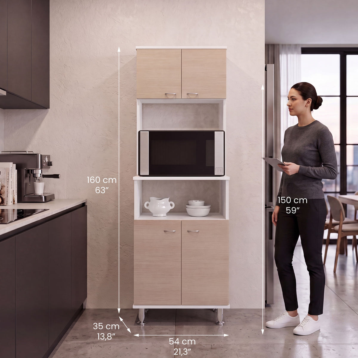 Mueble Alacena Fenix Rta Blanco + Rovere N/A