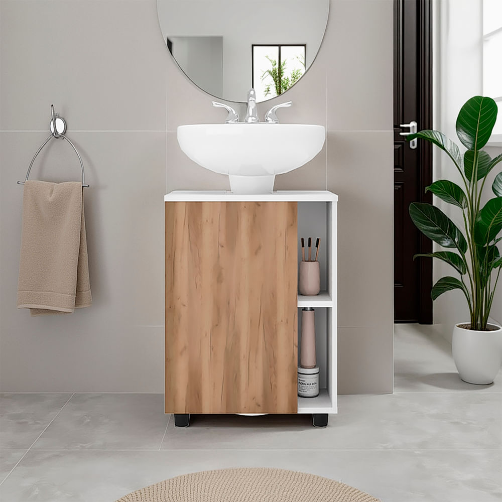 Mueble Para Lavamanos Pascuale 62X55X41 Rta Blanco Fresno  Zf
