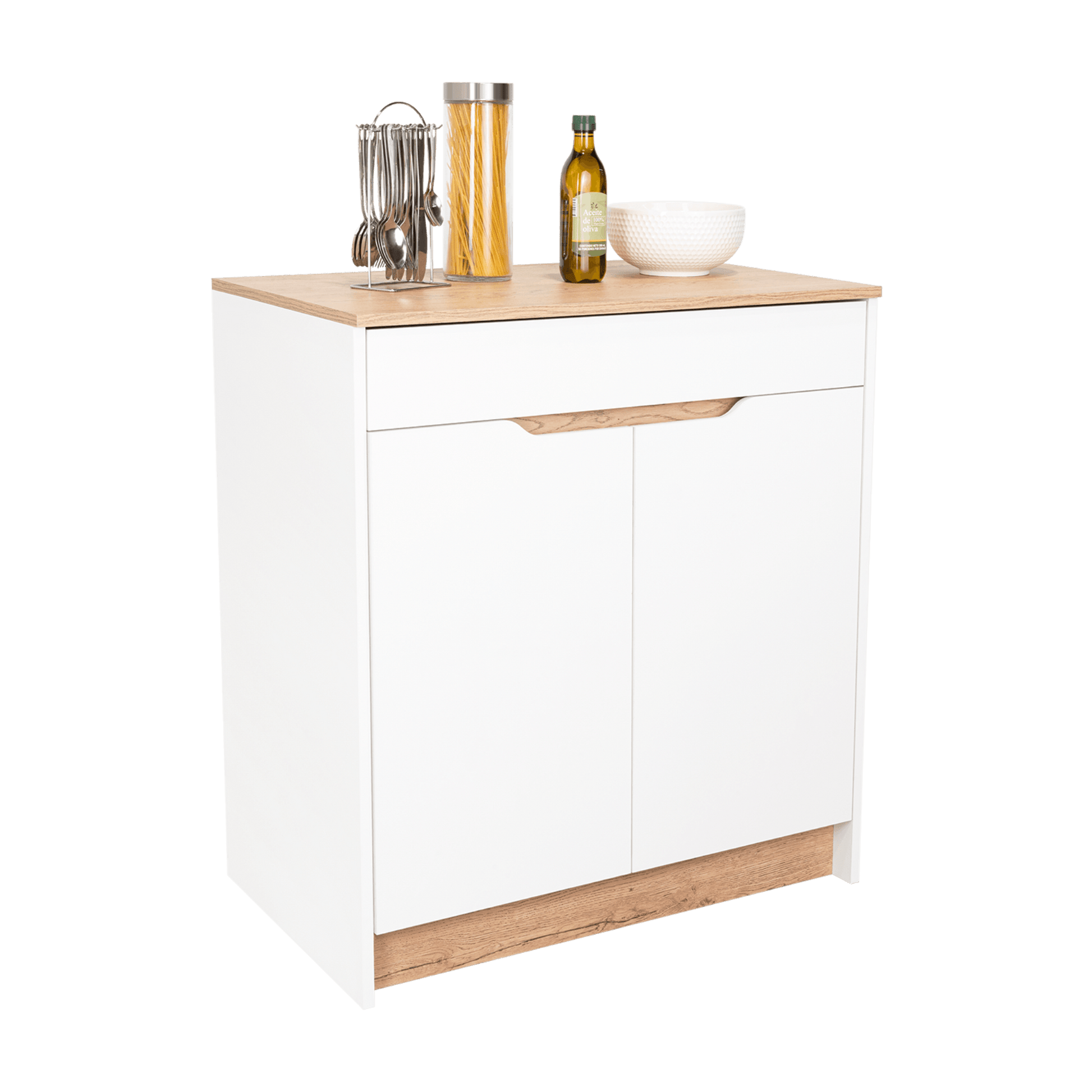 Mueble Inferior Cocina Soler 89X80 Rta Blanco Macadamia